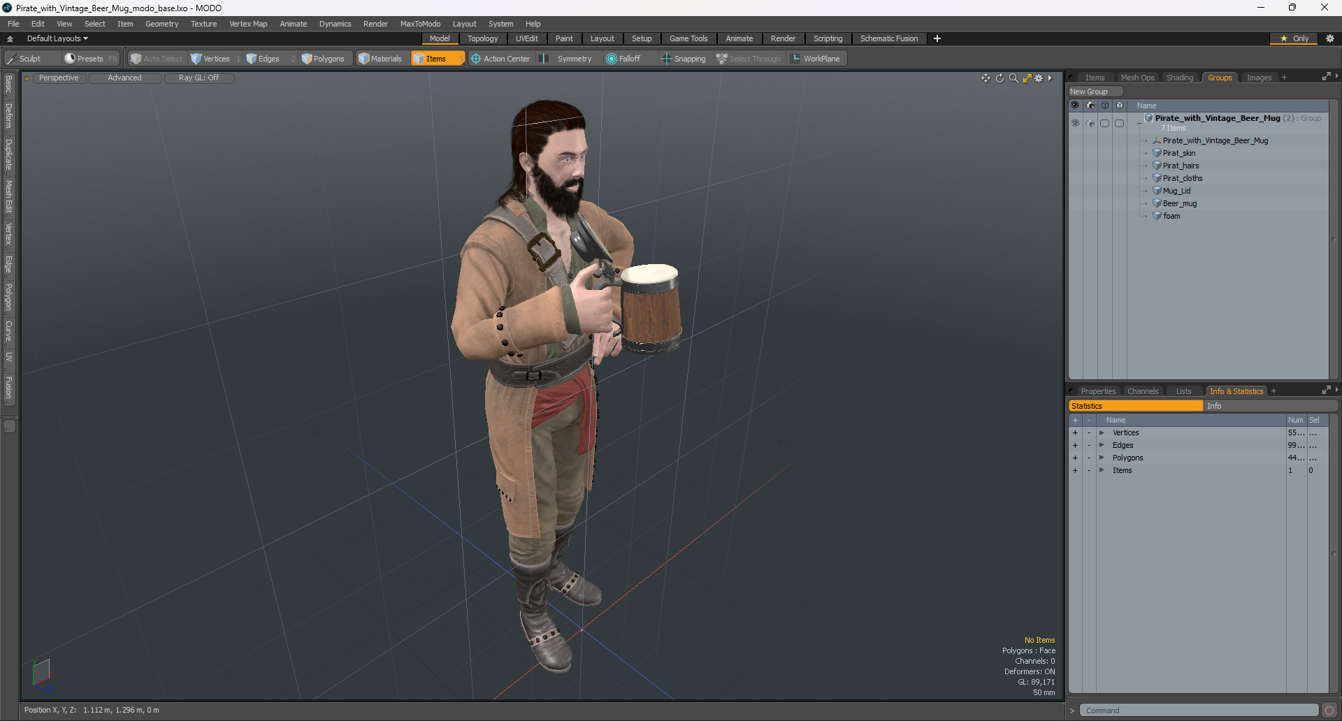 3D Pirate with Vintage Beer Mug model