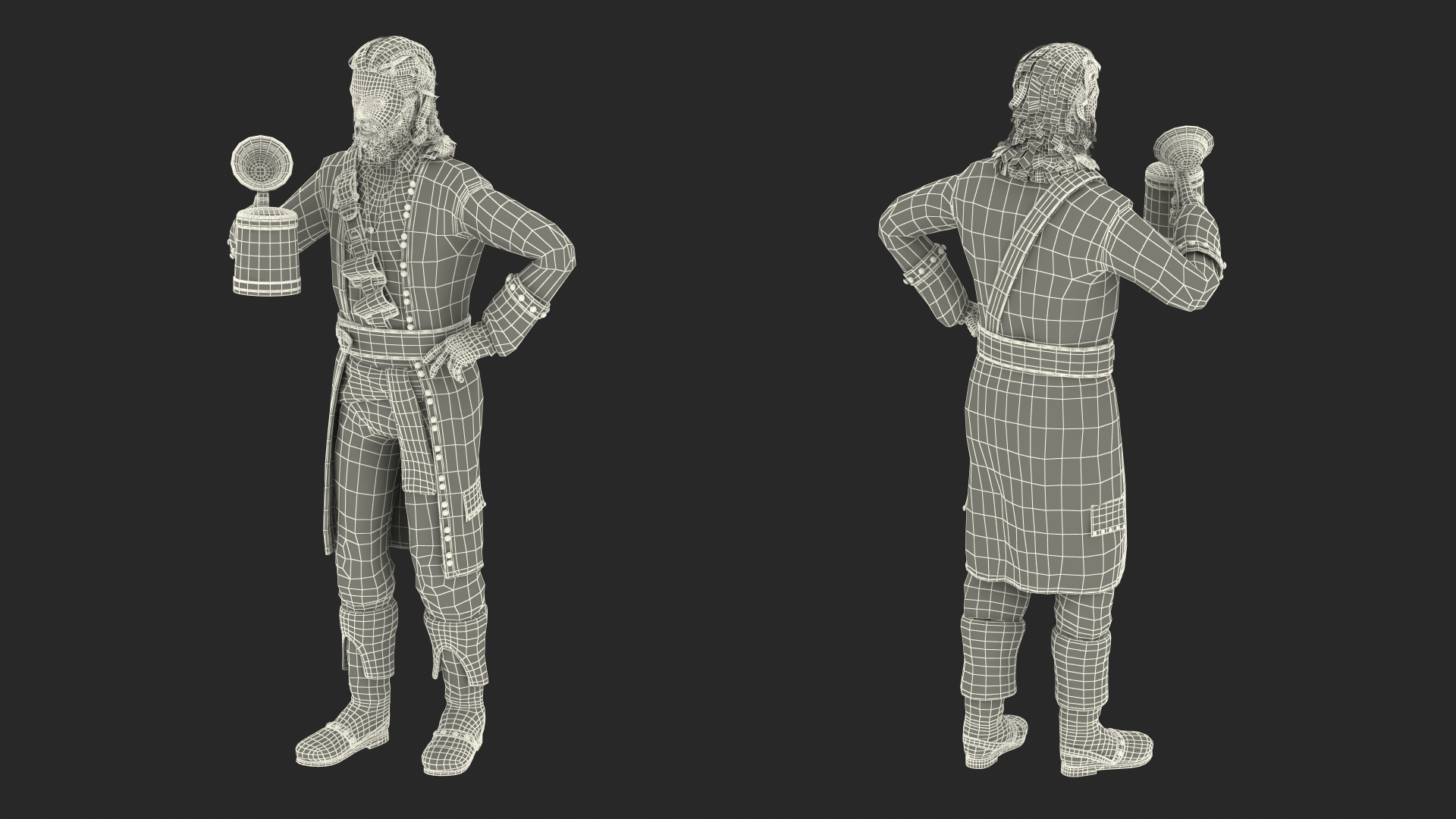 3D Pirate with Vintage Beer Mug model