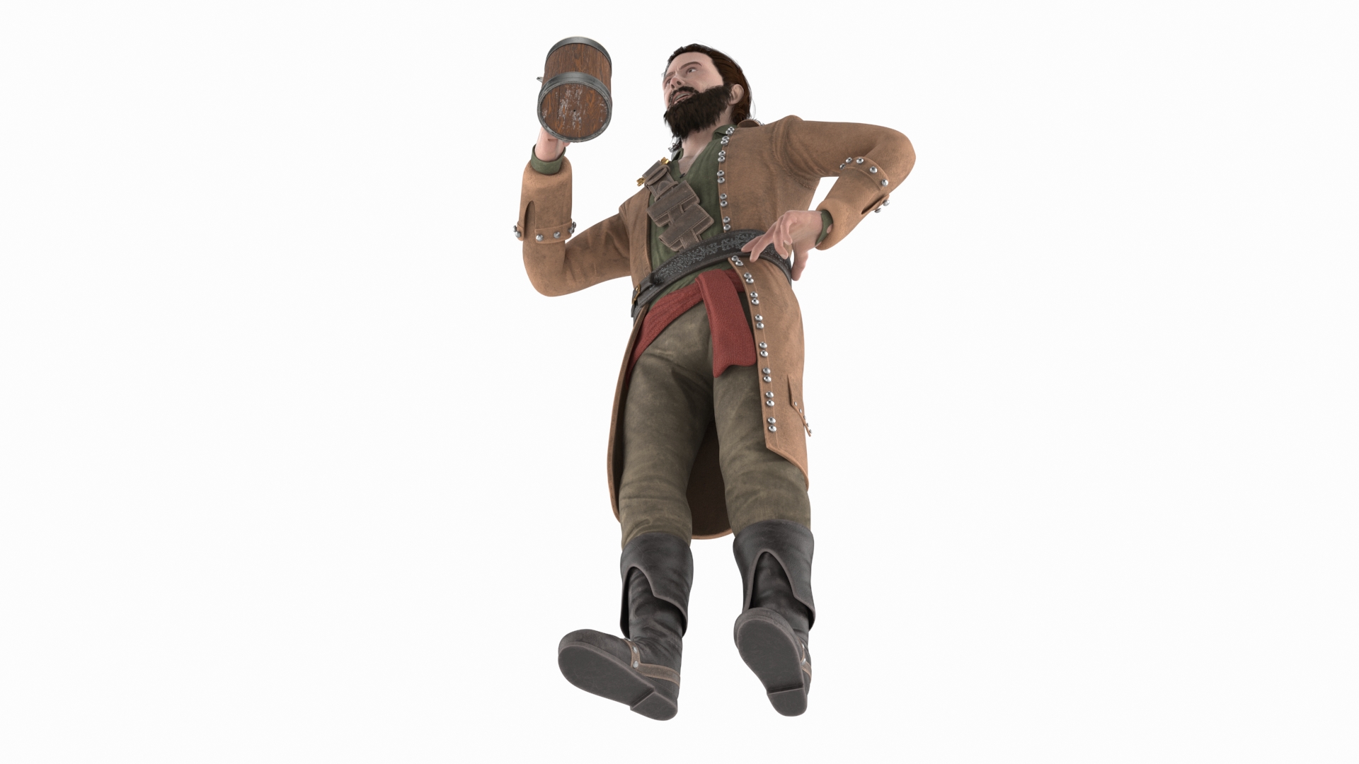 3D Pirate with Vintage Beer Mug model