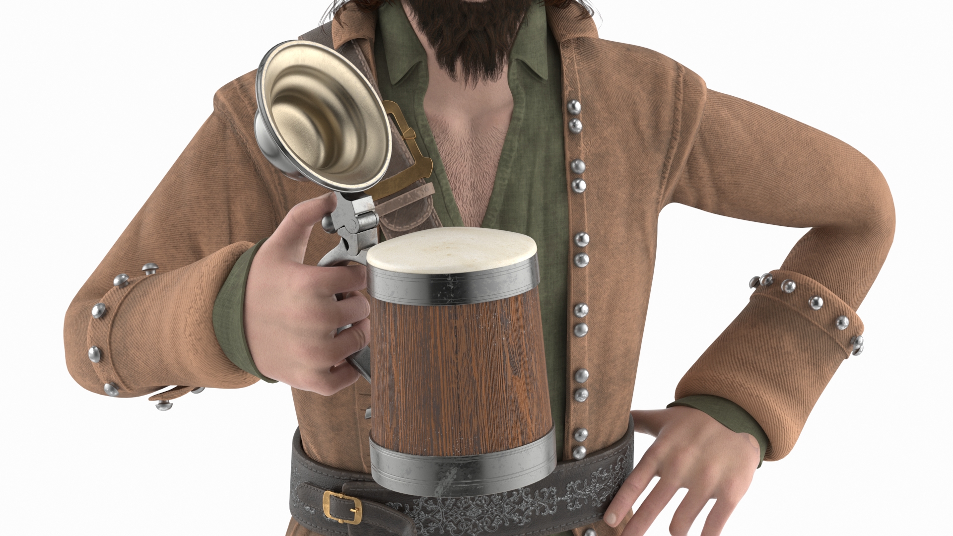 3D Pirate with Vintage Beer Mug model