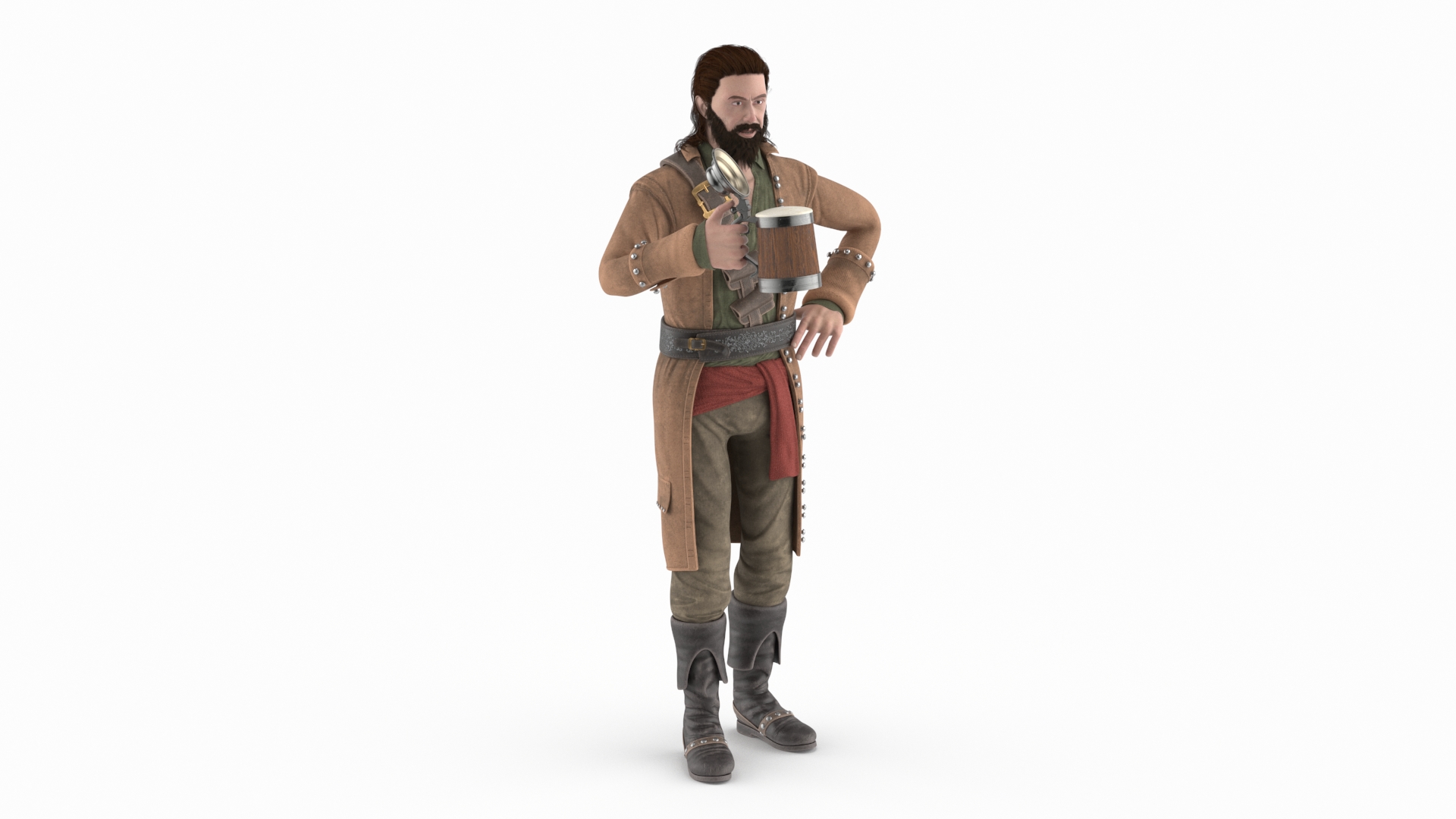3D Pirate with Vintage Beer Mug model