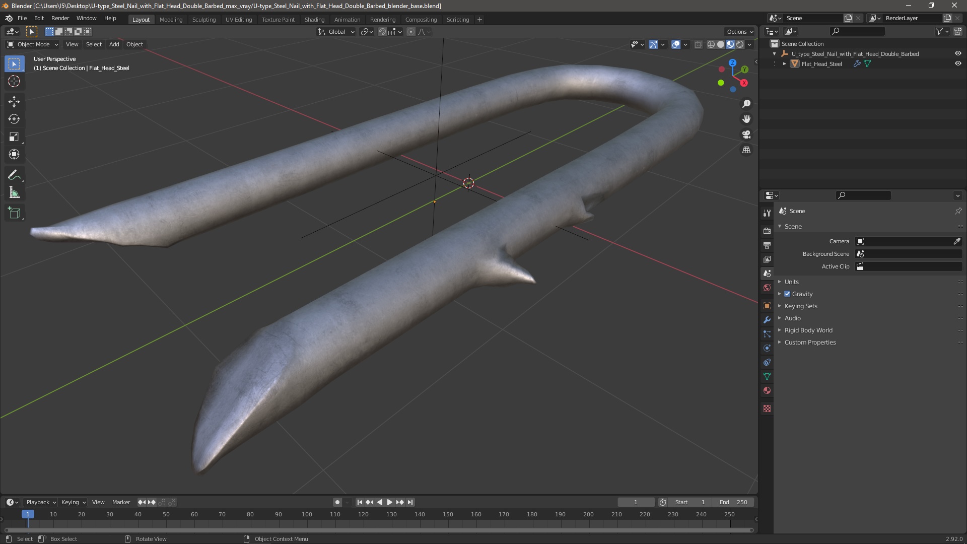 3D U-type Steel Nail with Flat Head Double Barbed