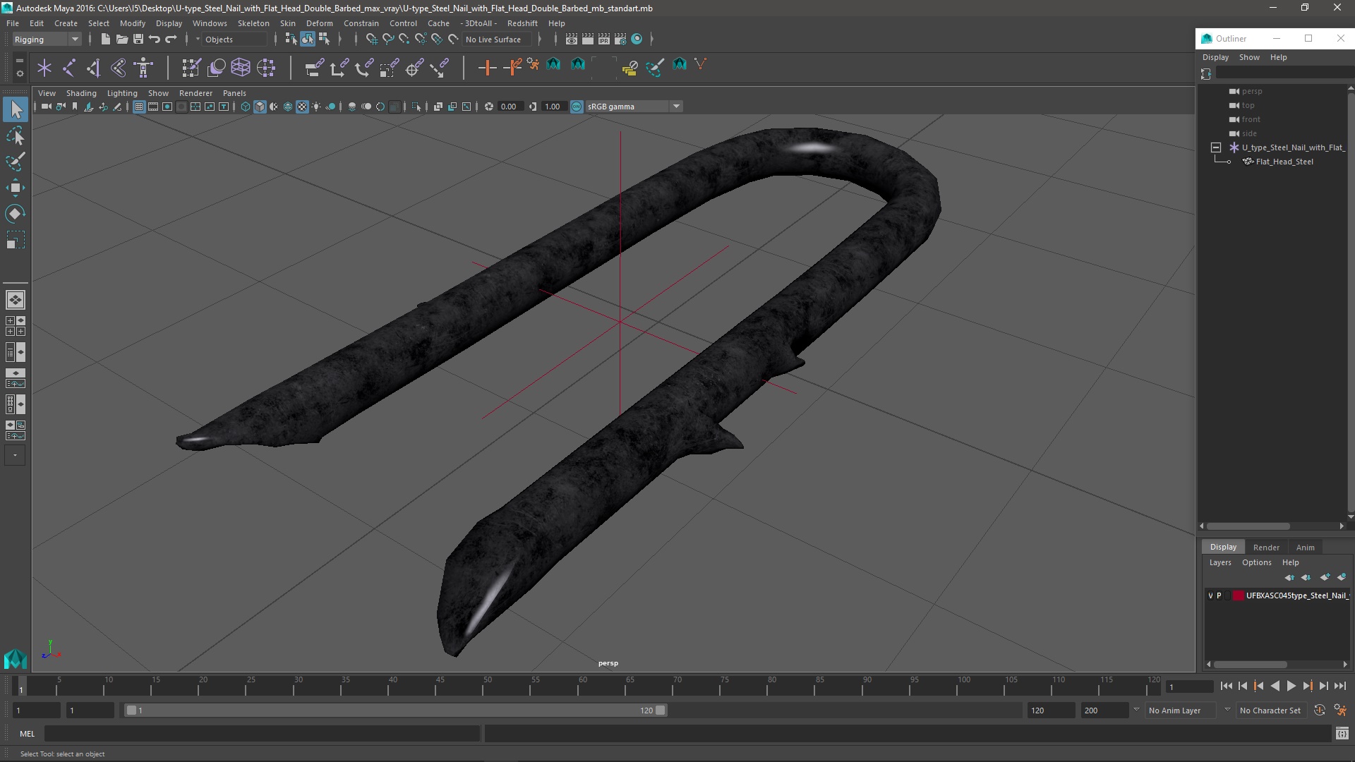 3D U-type Steel Nail with Flat Head Double Barbed
