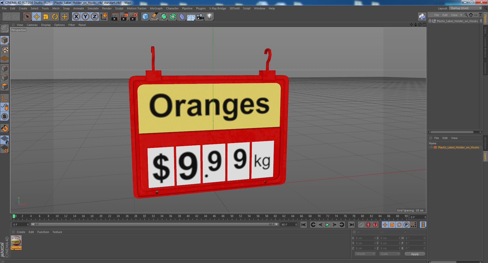 Plastic Label Holder on Hooks 3D model