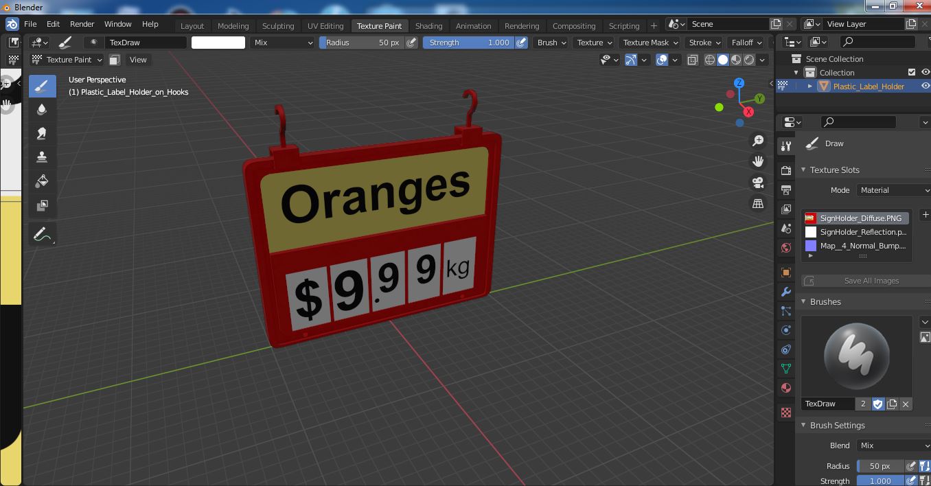Plastic Label Holder on Hooks 3D model