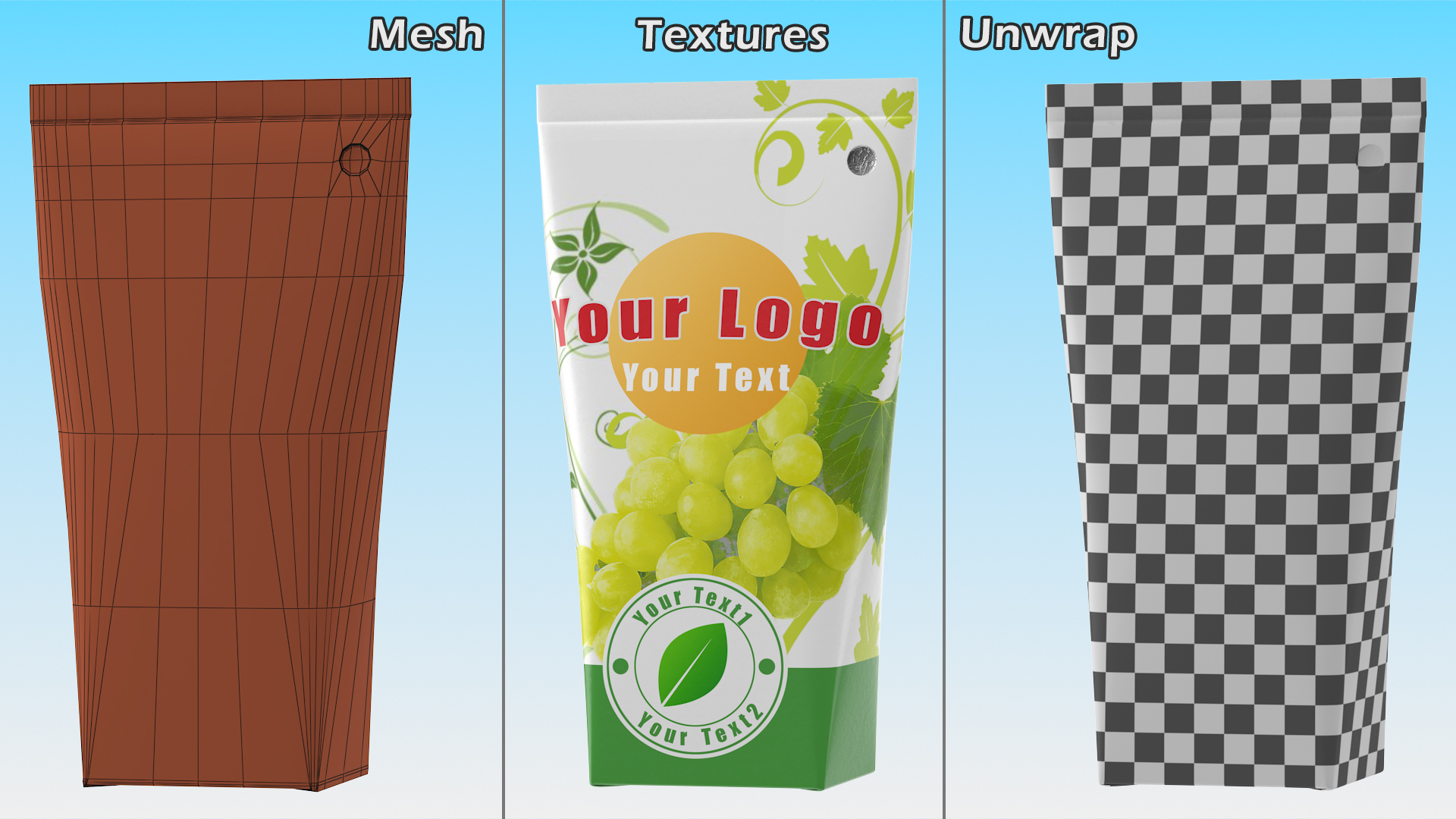 3D model Aseptic Packaging For Triangular Liquid Grape