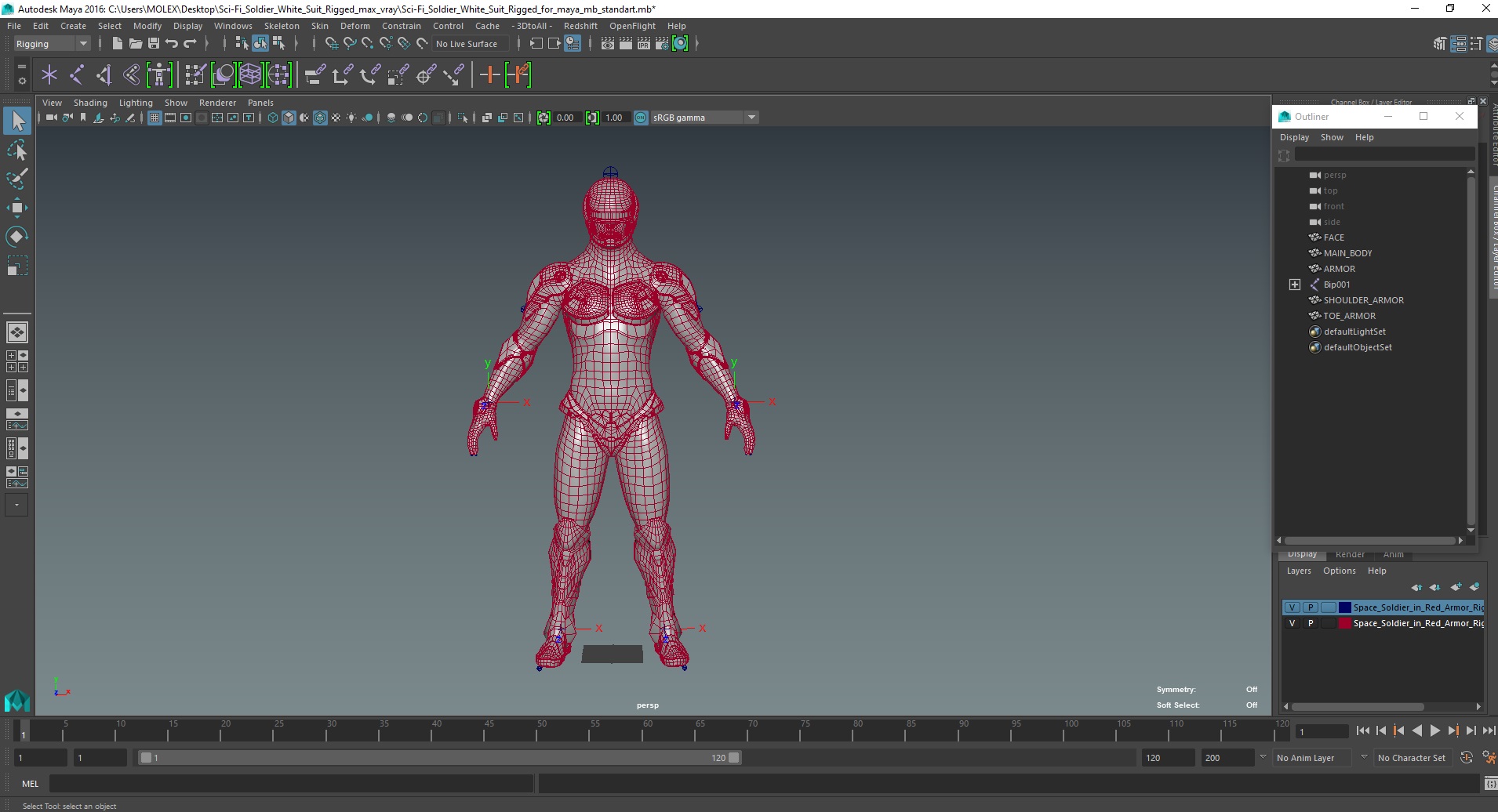 3D Sci-Fi Soldier White Suit Rigged for Maya