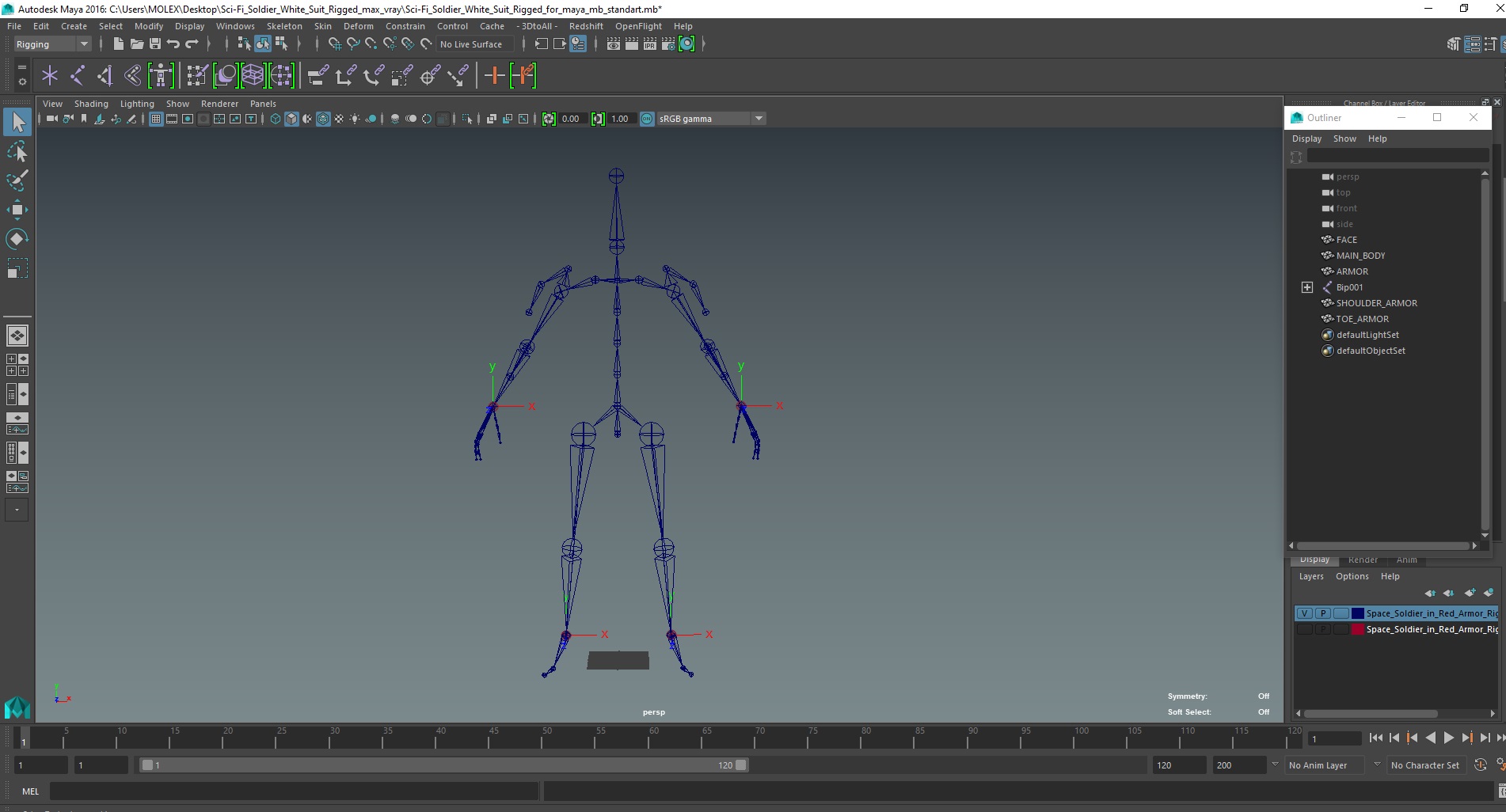 3D Sci-Fi Soldier White Suit Rigged for Maya