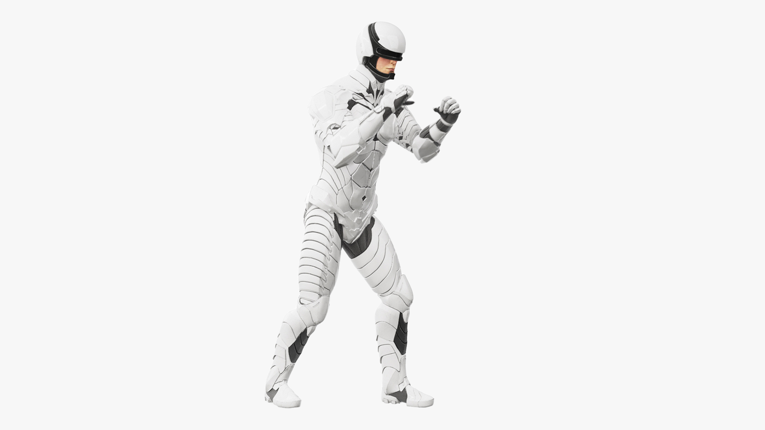 3D Sci-Fi Soldier White Suit Rigged for Maya