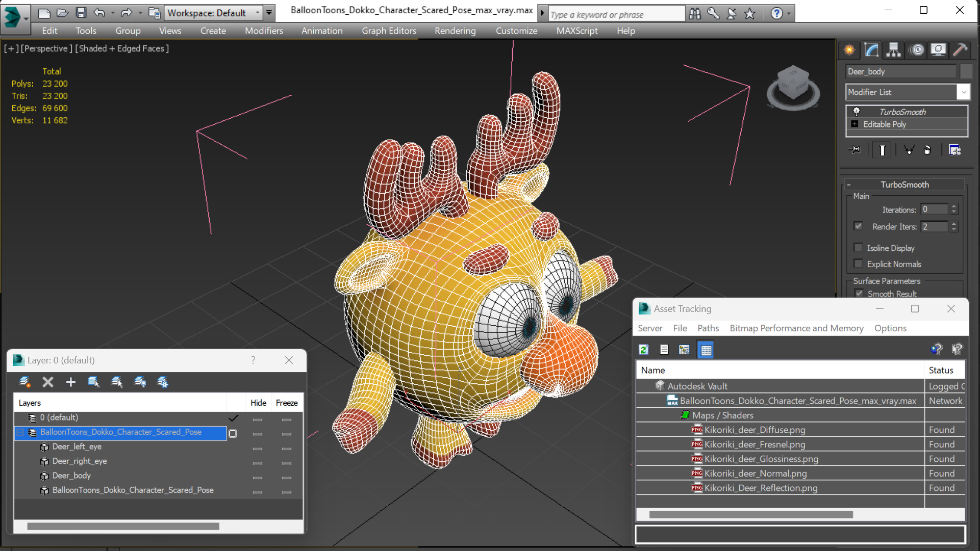 3D model BalloonToons Dokko Character Scared Pose
