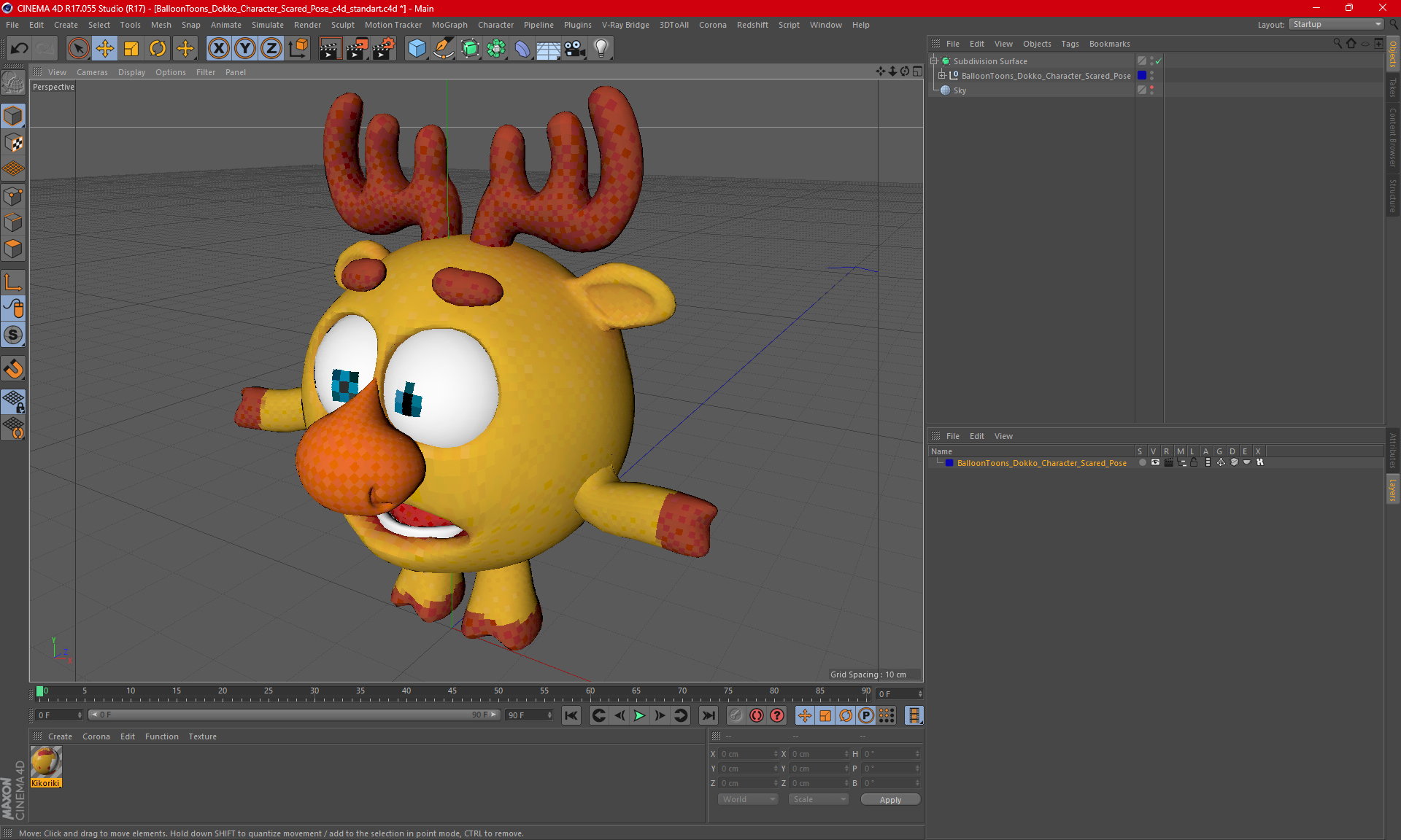 3D model BalloonToons Dokko Character Scared Pose