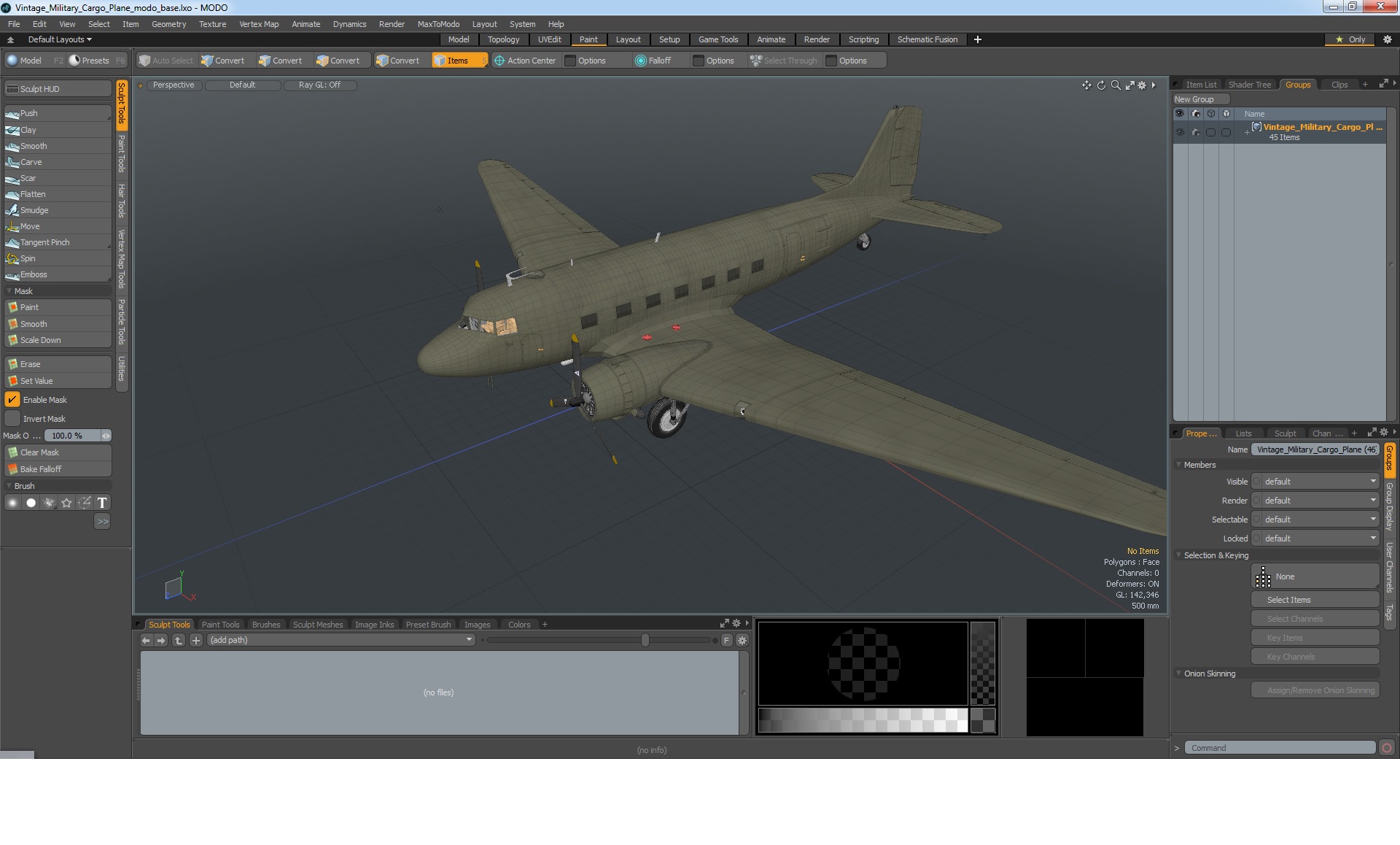 3D Vintage Military Cargo Plane model