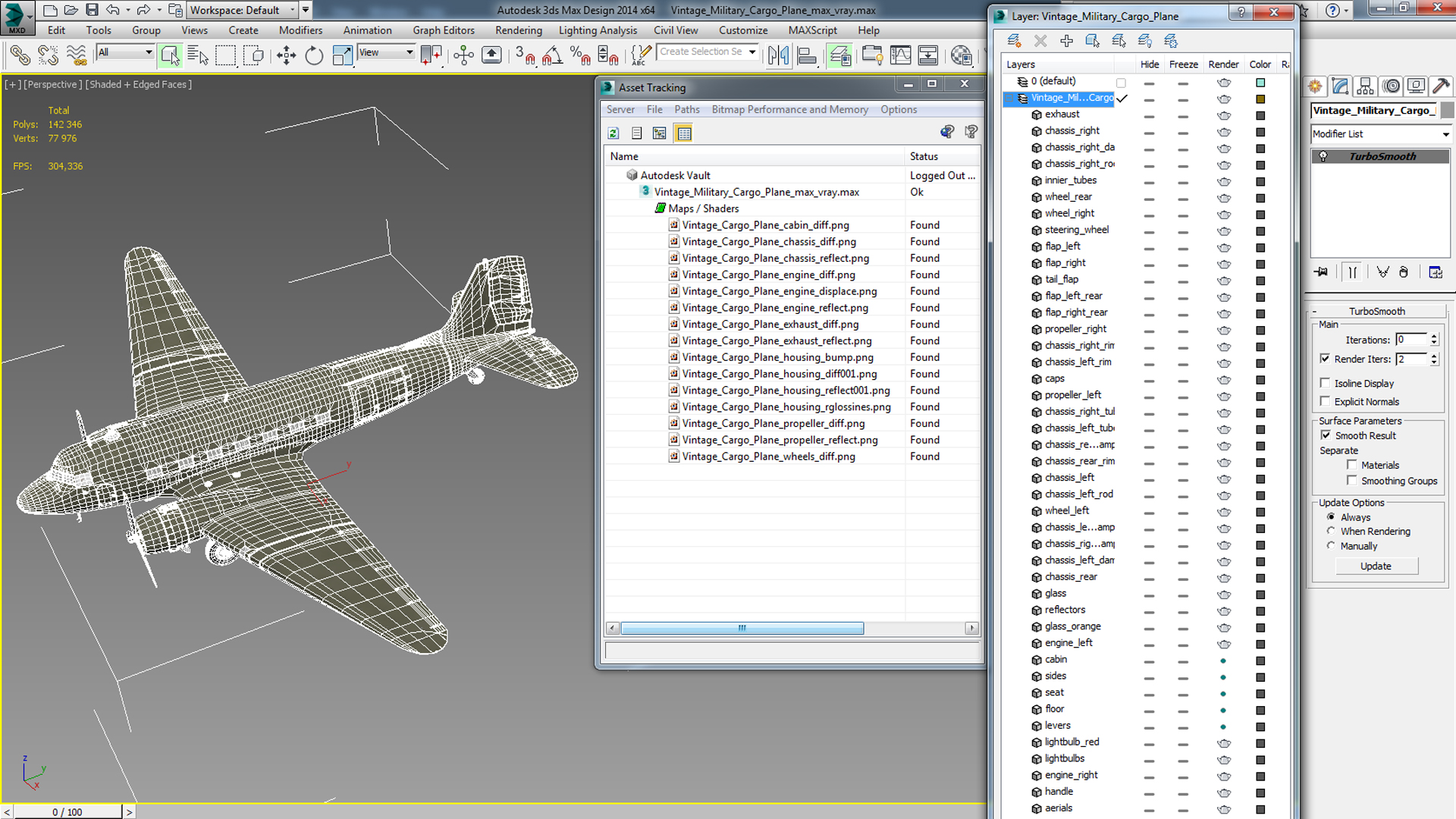 3D Vintage Military Cargo Plane model