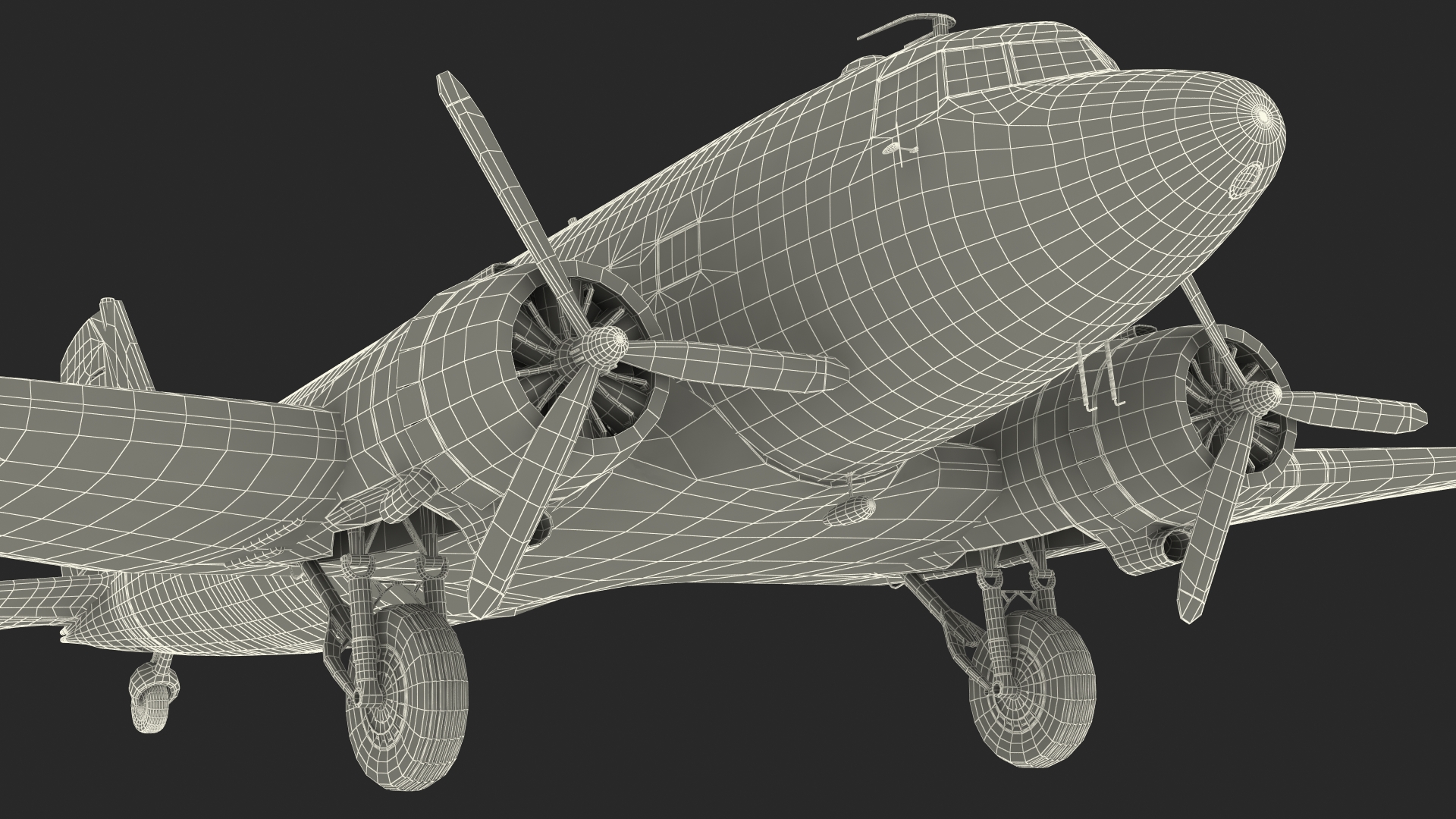 3D Vintage Military Cargo Plane model