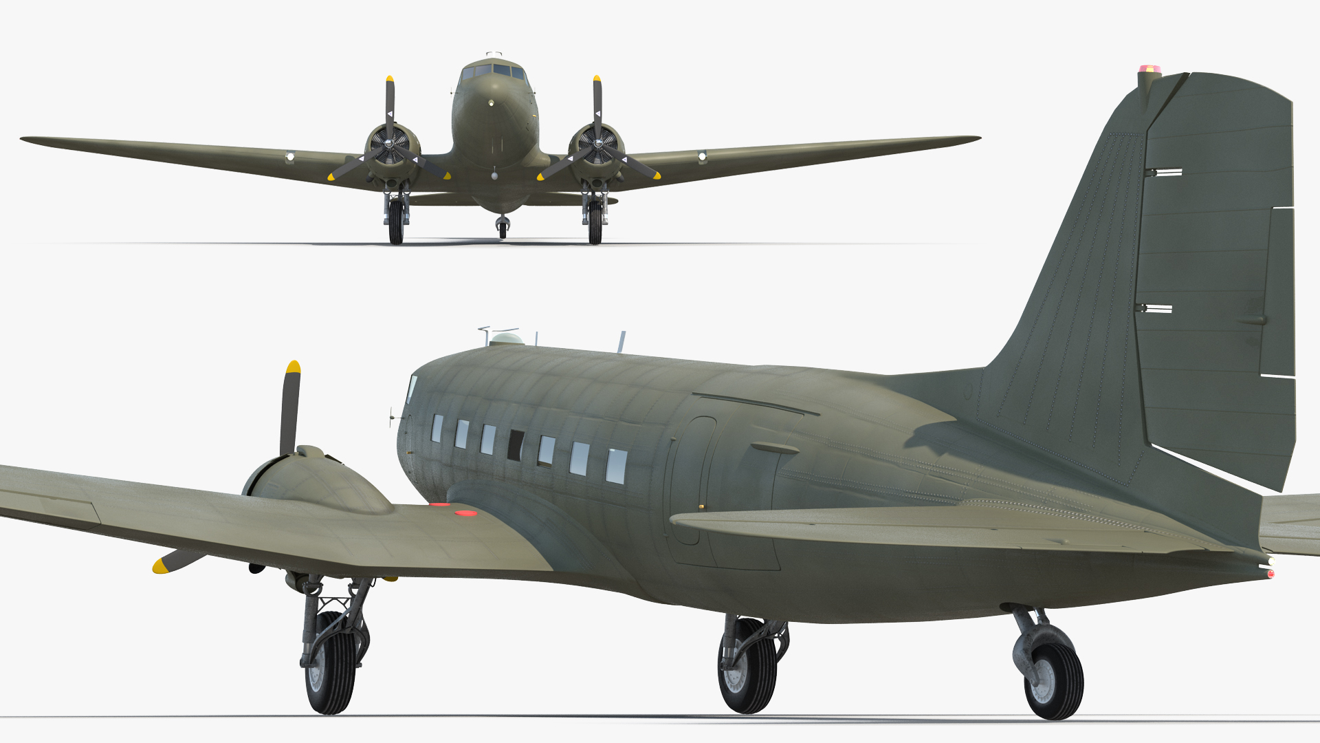 3D Vintage Military Cargo Plane model
