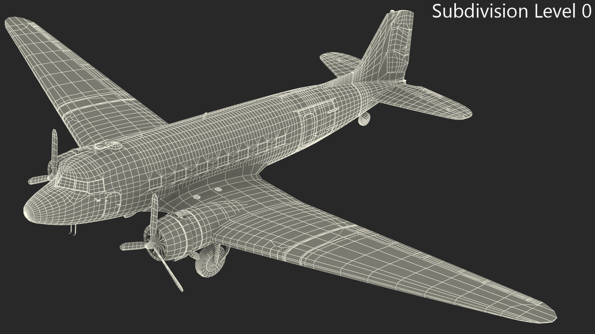 3D Vintage Military Cargo Plane model