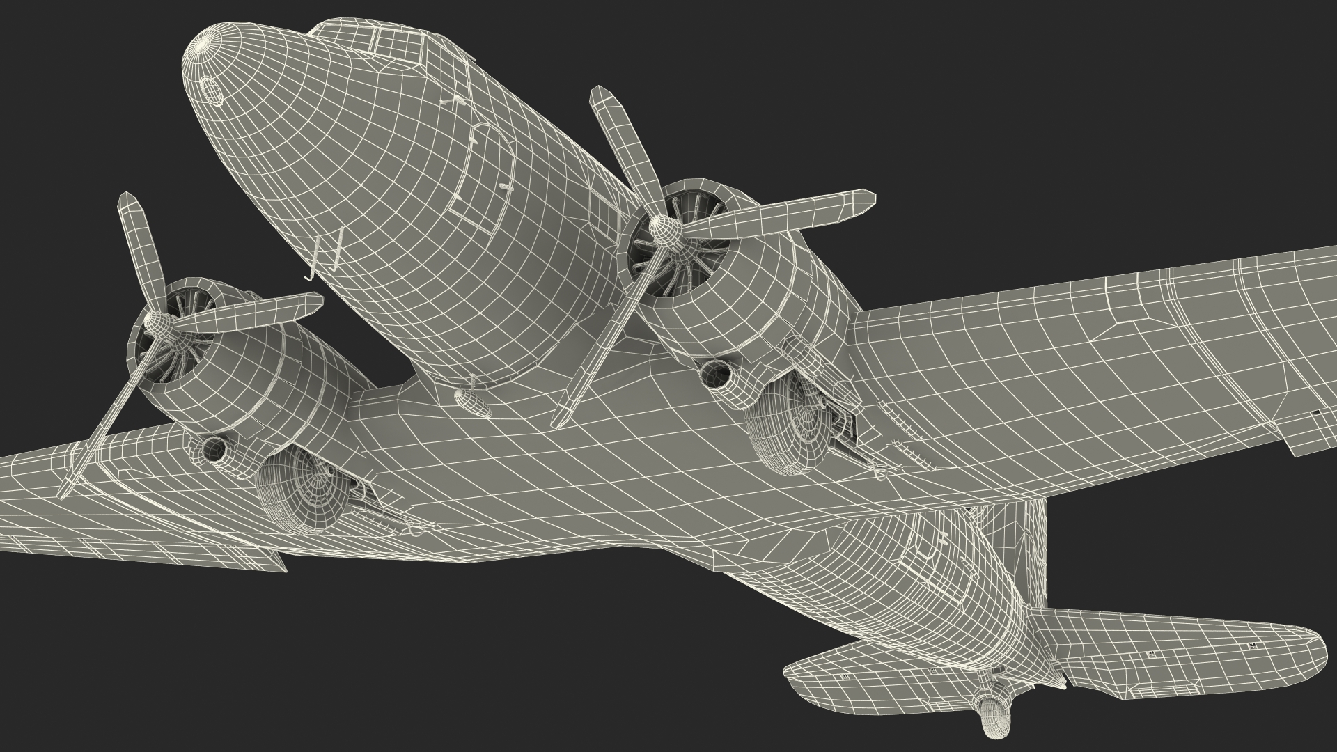3D Vintage Military Cargo Plane model