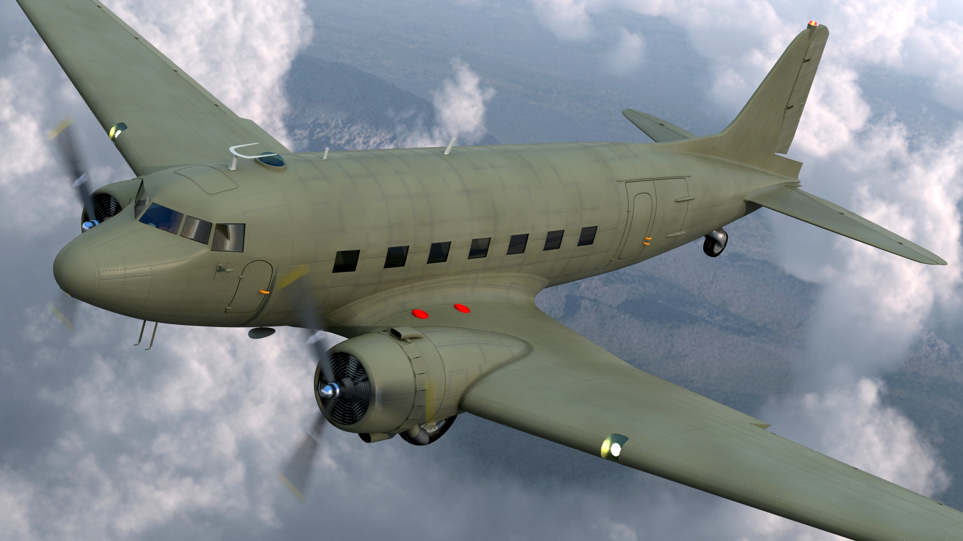 3D Vintage Military Cargo Plane model