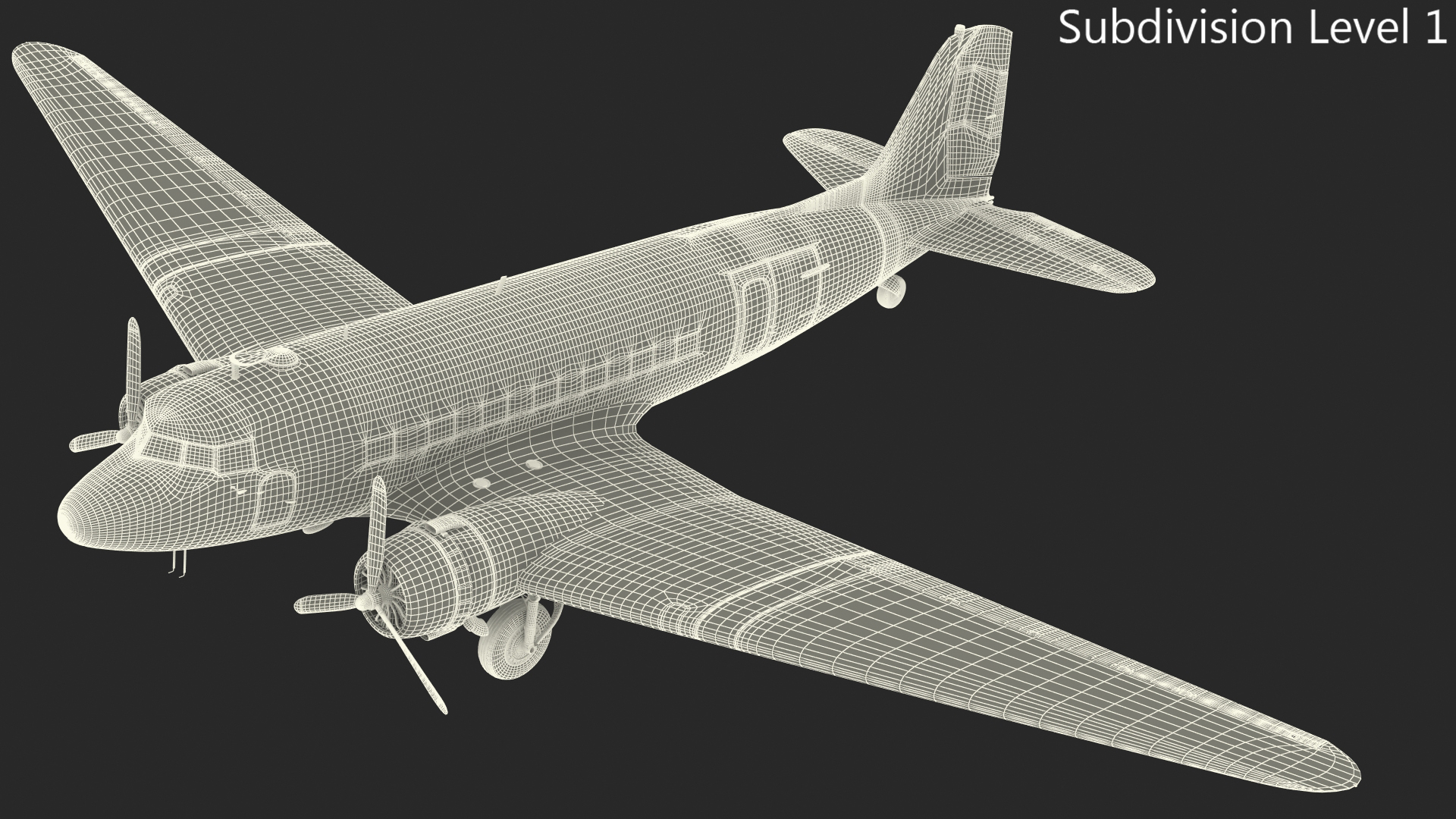 3D Vintage Military Cargo Plane model