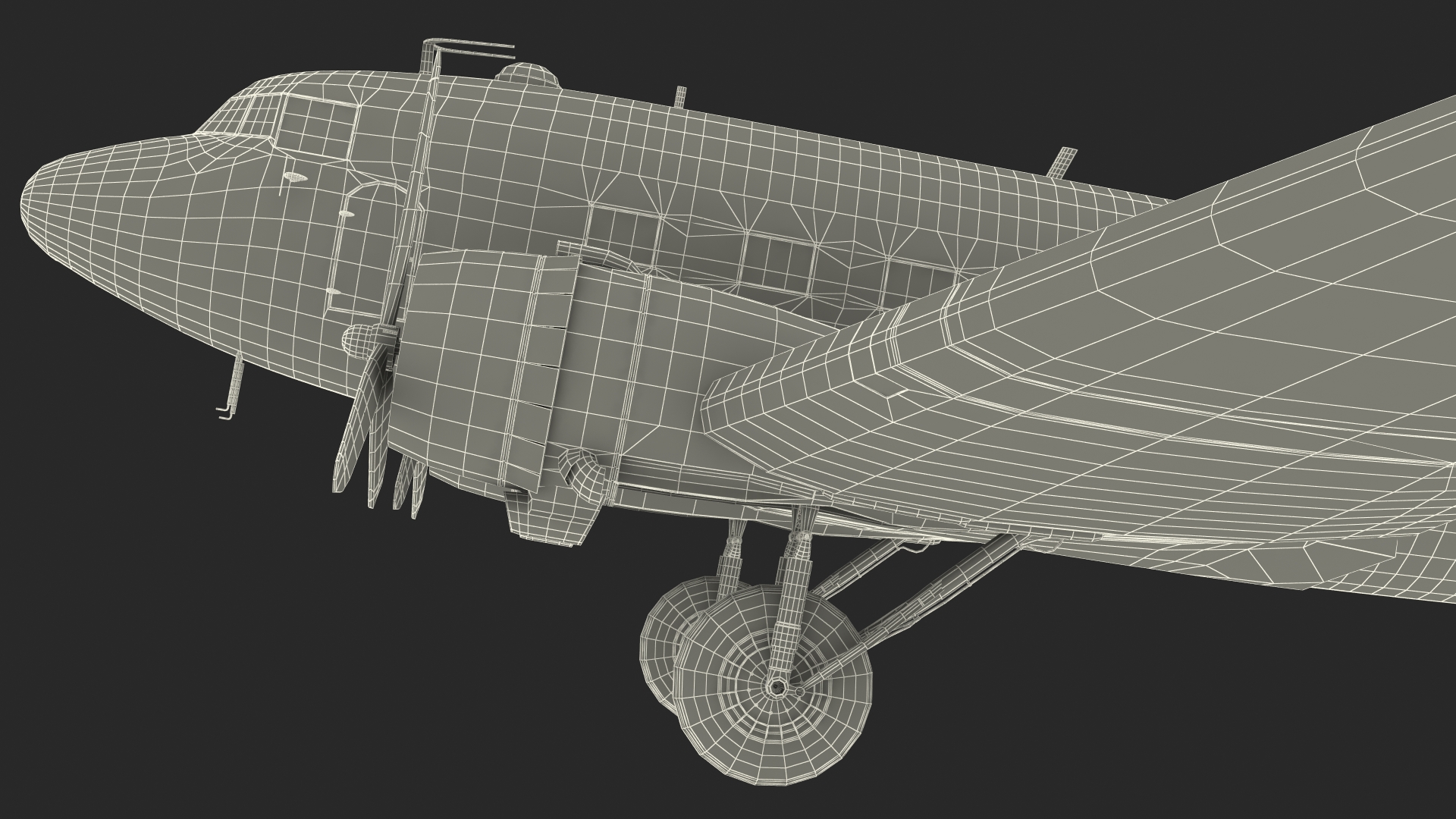 3D Vintage Military Cargo Plane model