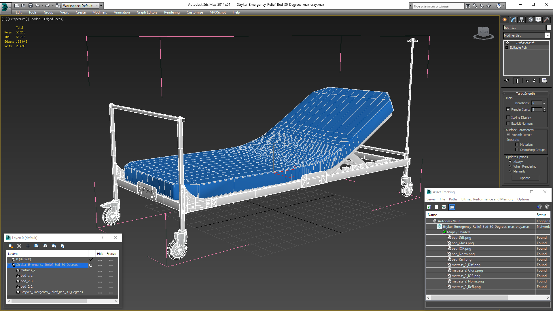 Stryker Emergency Relief Bed 30 Degrees 3D model