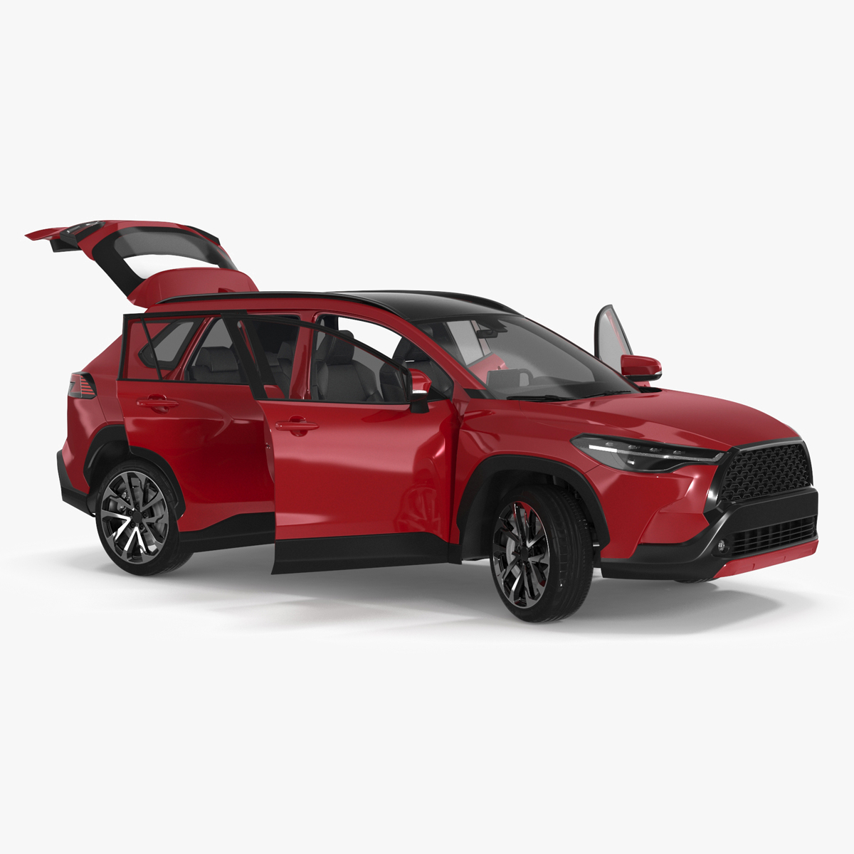 3D model Generic SUV Vehicle Red Color Rigged for Maya