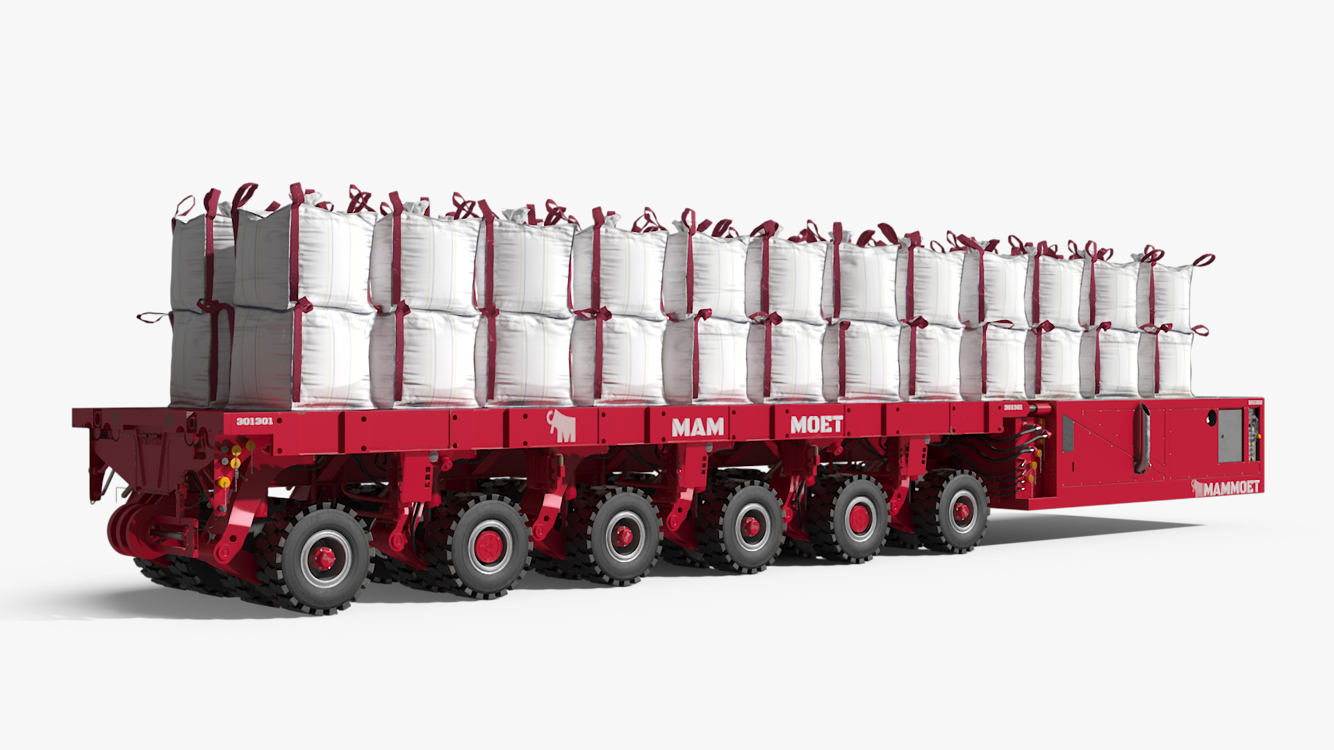 3D Bulk Bags on Mammoet Load Transport Trailer model