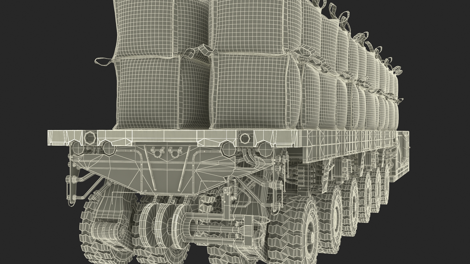 3D Bulk Bags on Mammoet Load Transport Trailer model