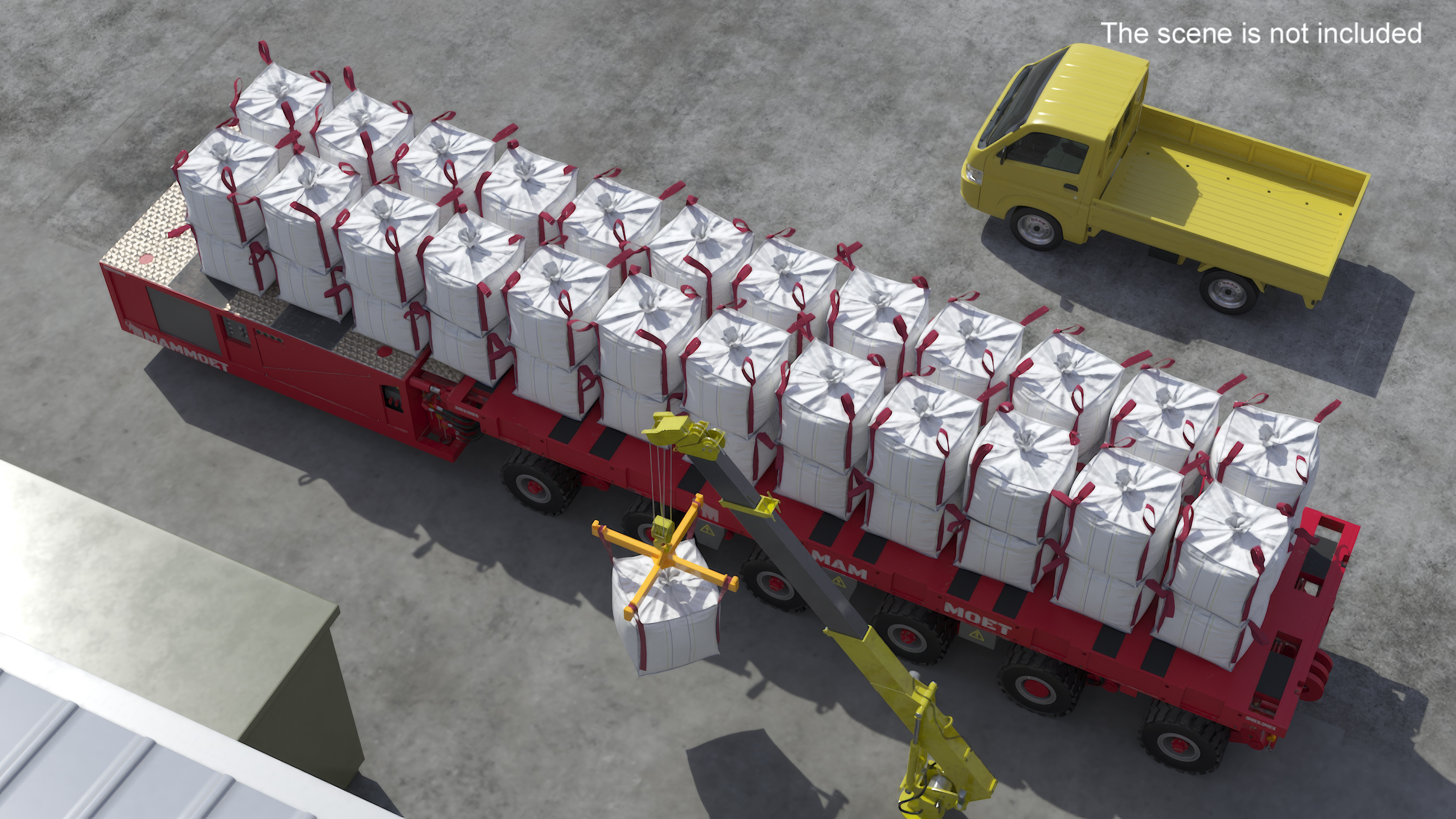 3D Bulk Bags on Mammoet Load Transport Trailer model