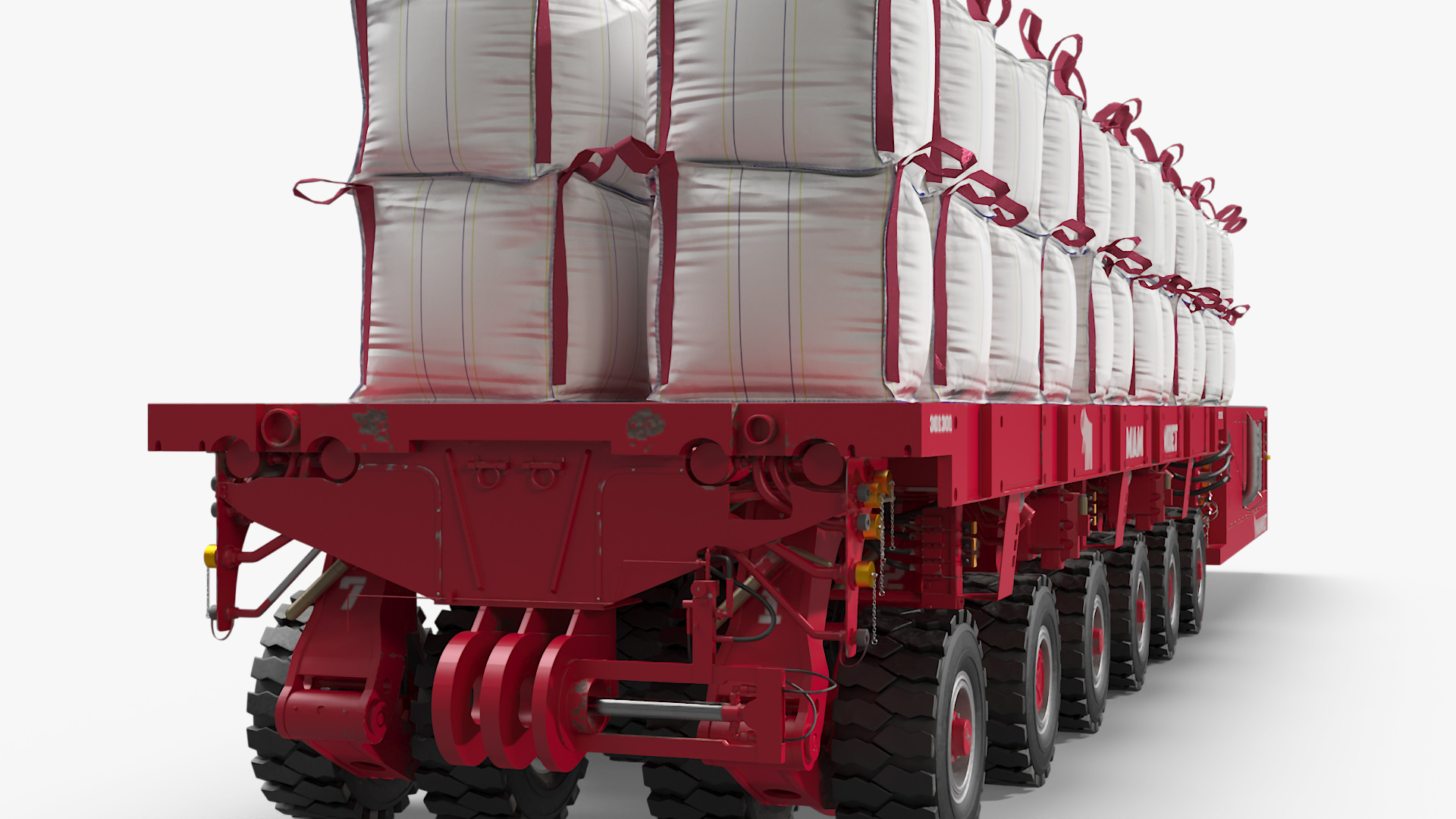 3D Bulk Bags on Mammoet Load Transport Trailer model