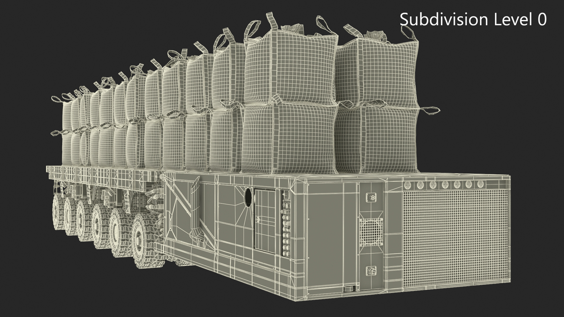 3D Bulk Bags on Mammoet Load Transport Trailer model