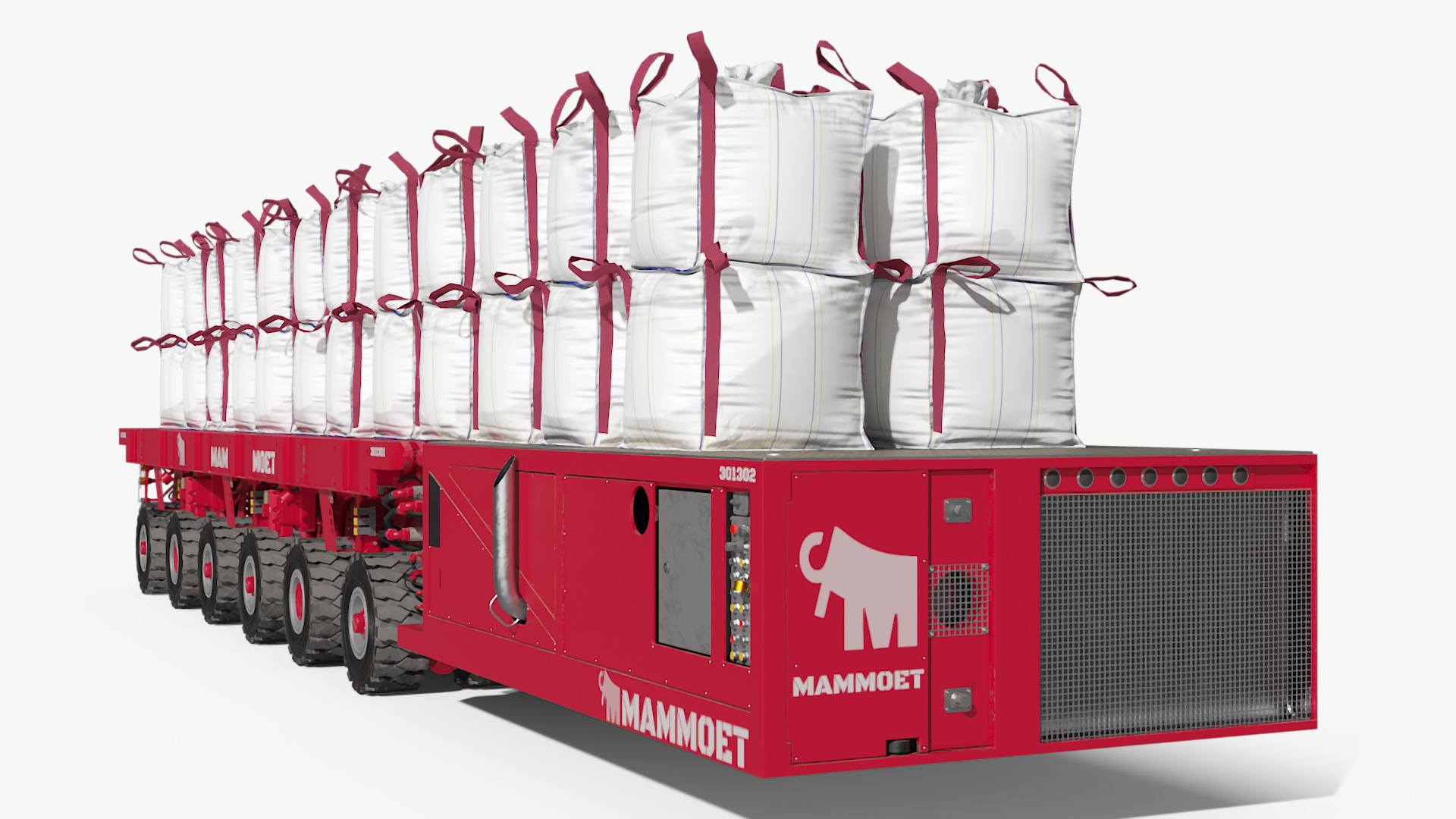 3D Bulk Bags on Mammoet Load Transport Trailer model