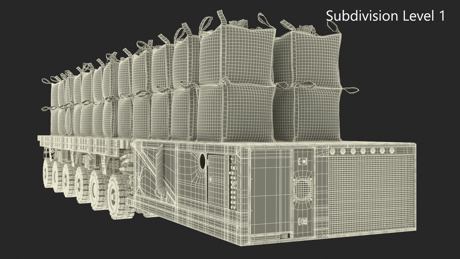 3D Bulk Bags on Mammoet Load Transport Trailer model