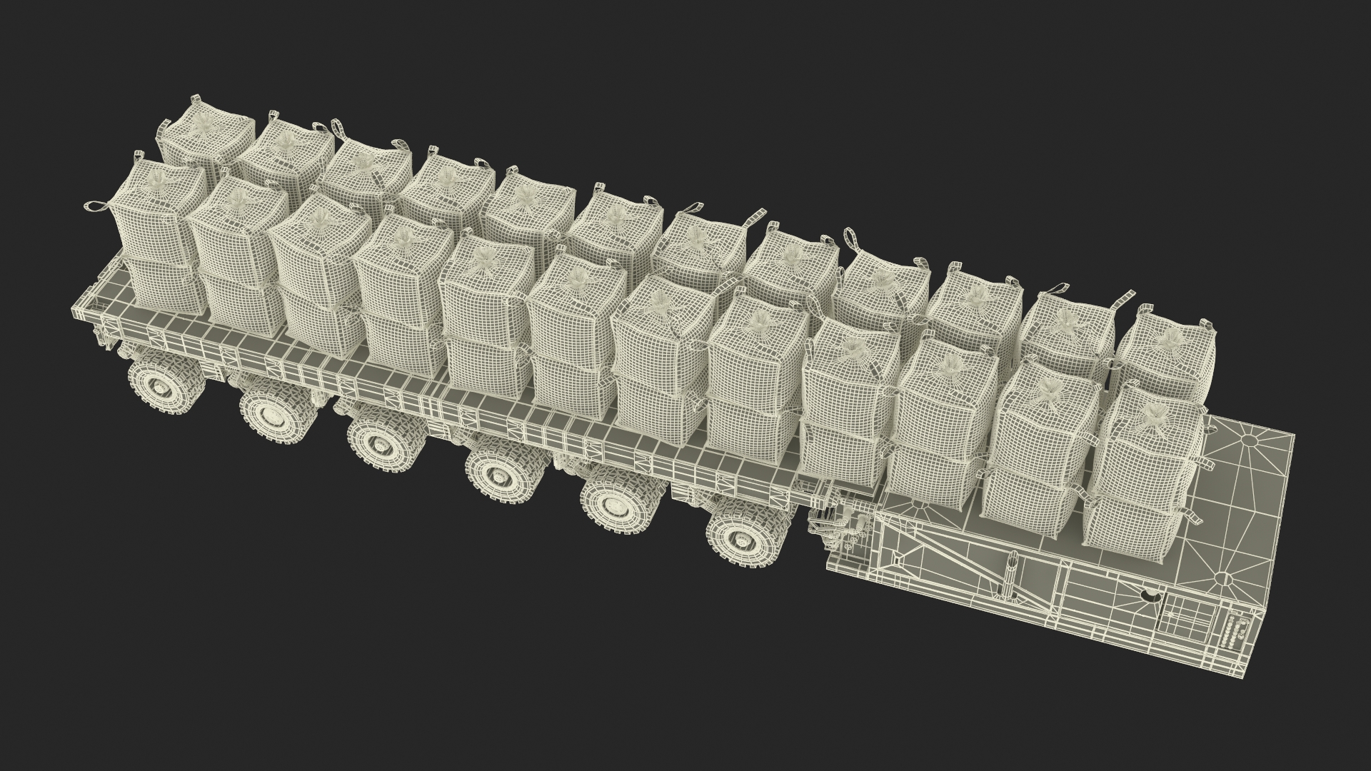 3D Bulk Bags on Mammoet Load Transport Trailer model