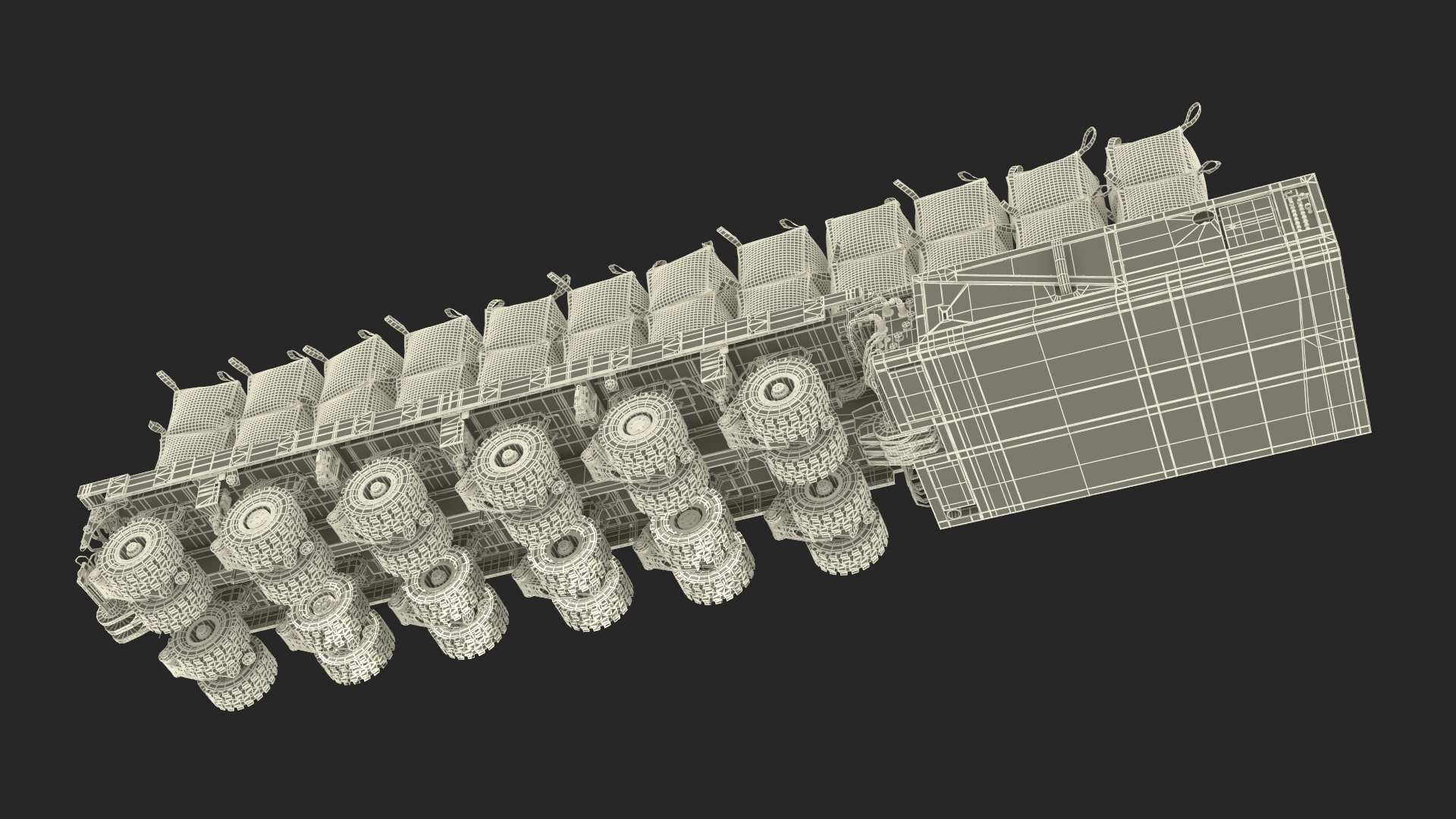 3D Bulk Bags on Mammoet Load Transport Trailer model