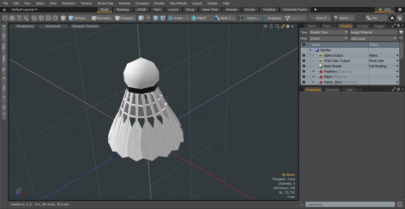 Badminton Feather Shuttlecock 3D model