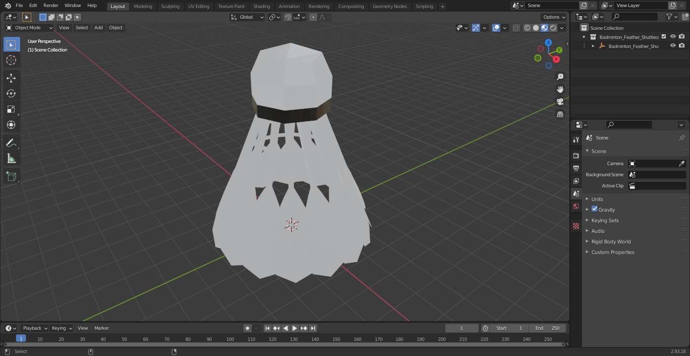 Badminton Feather Shuttlecock 3D model