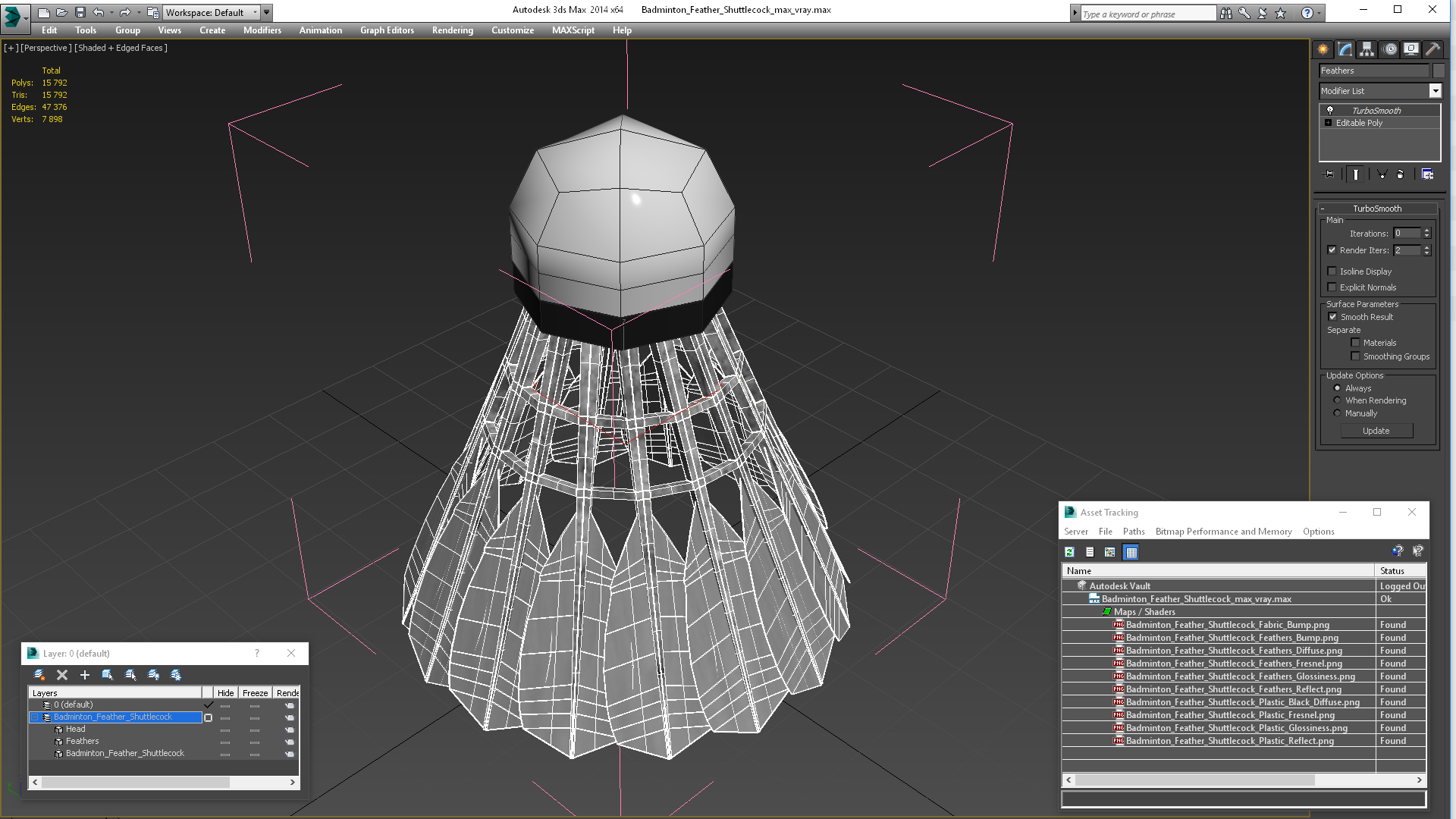 Badminton Feather Shuttlecock 3D model