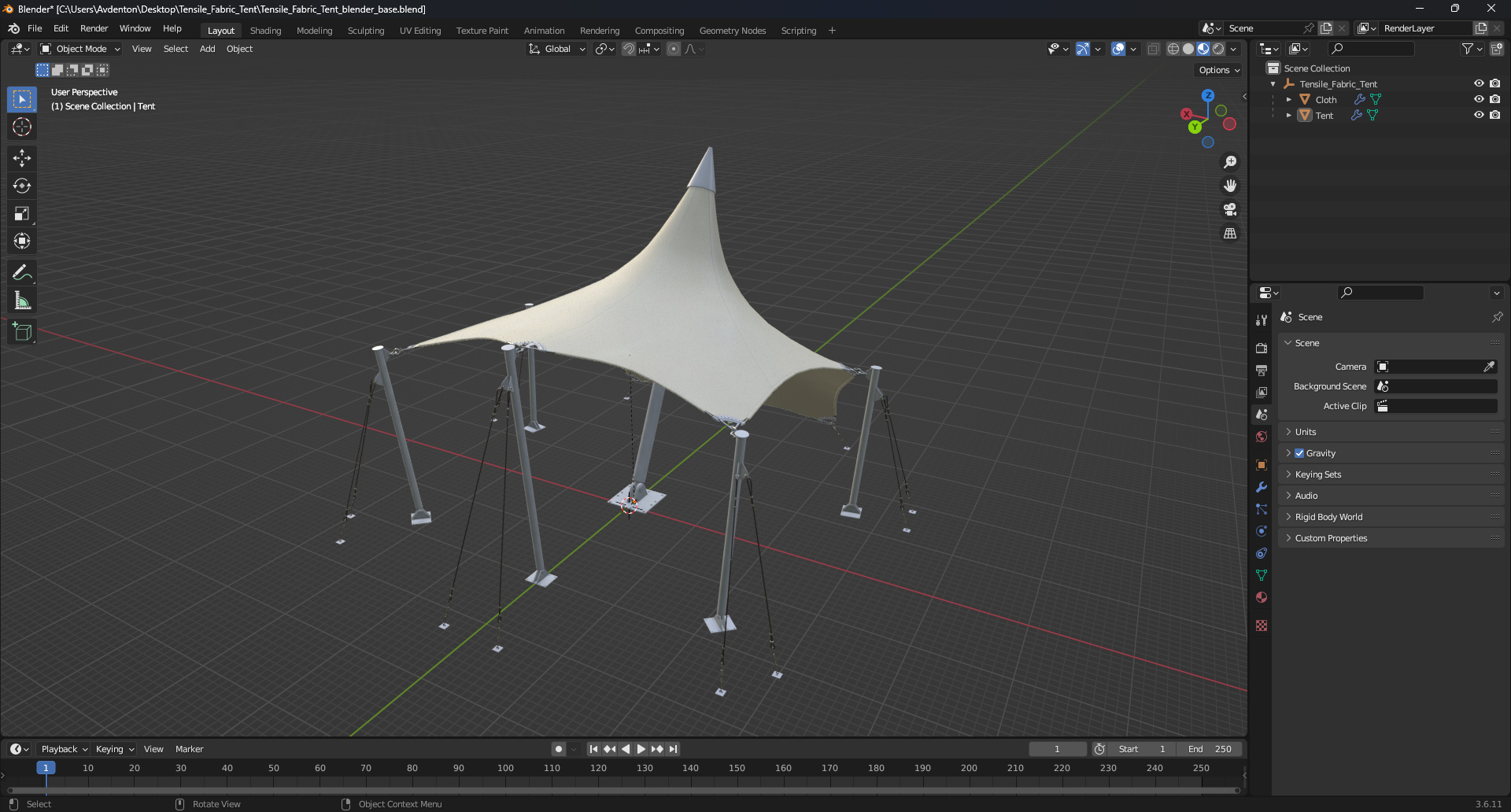 Tensile Fabric Tent 3D model