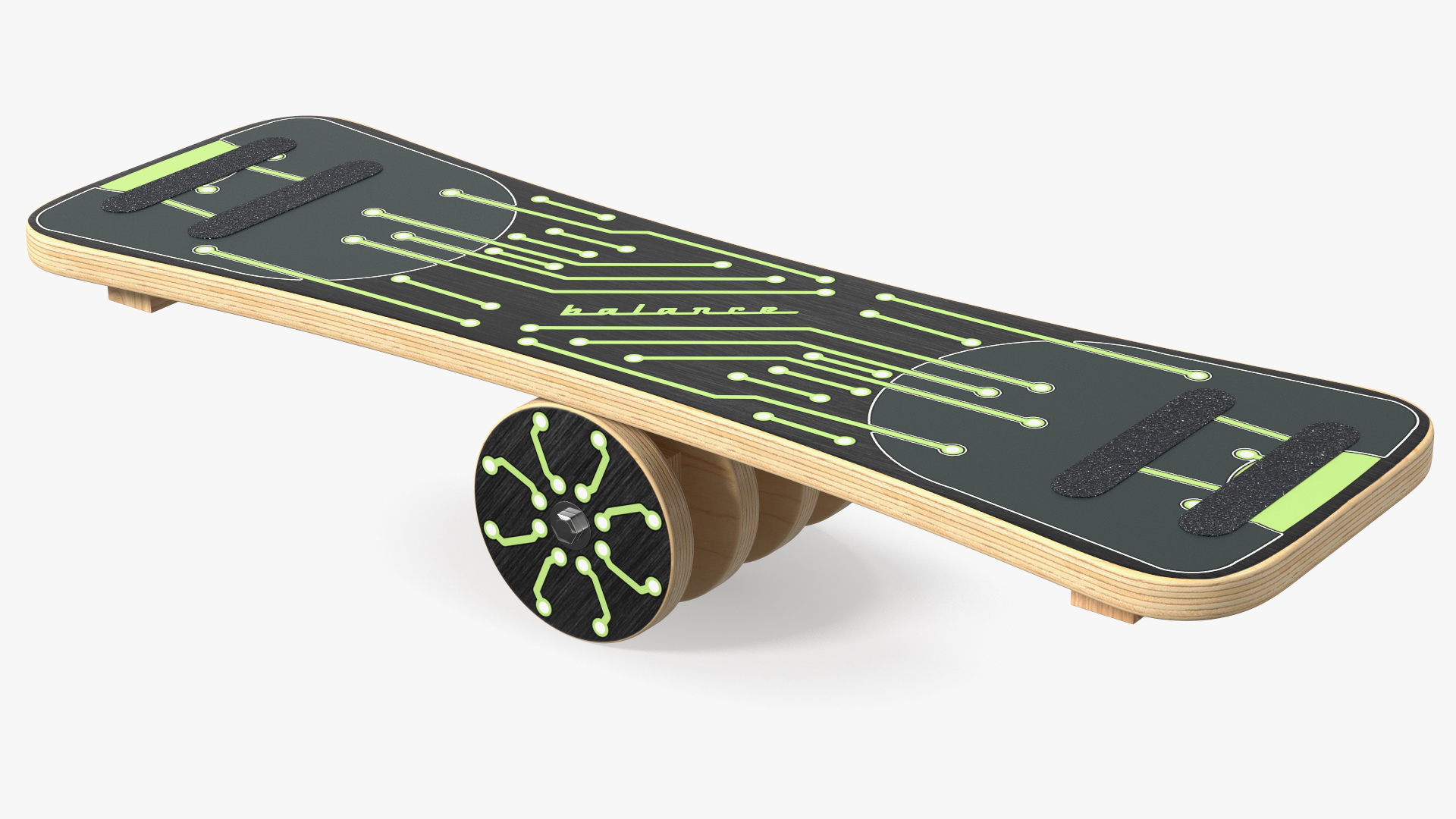 3D Wooden Balance Board with Roller Green model
