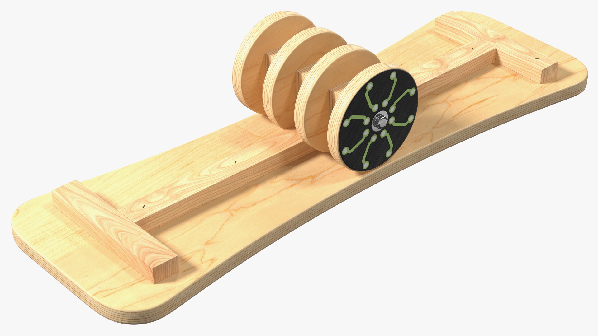 3D Wooden Balance Board with Roller Green model