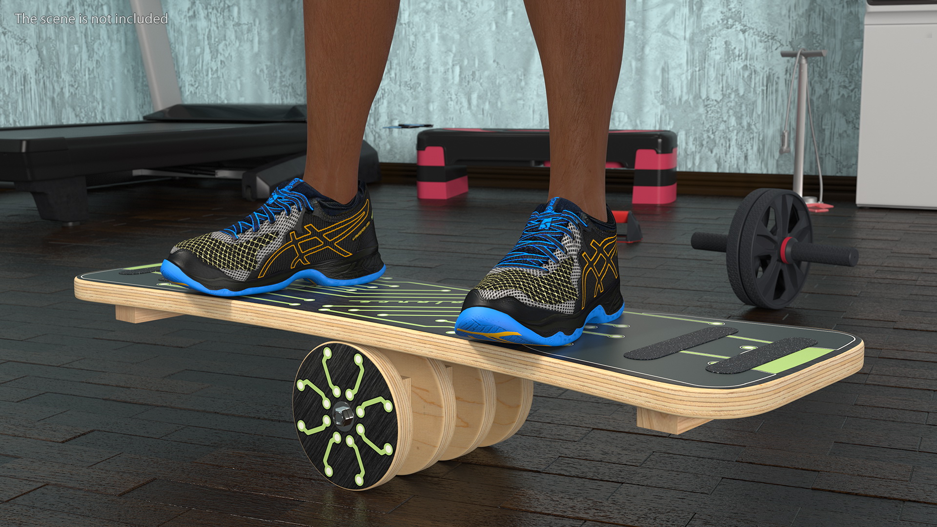 3D Wooden Balance Board with Roller Green model