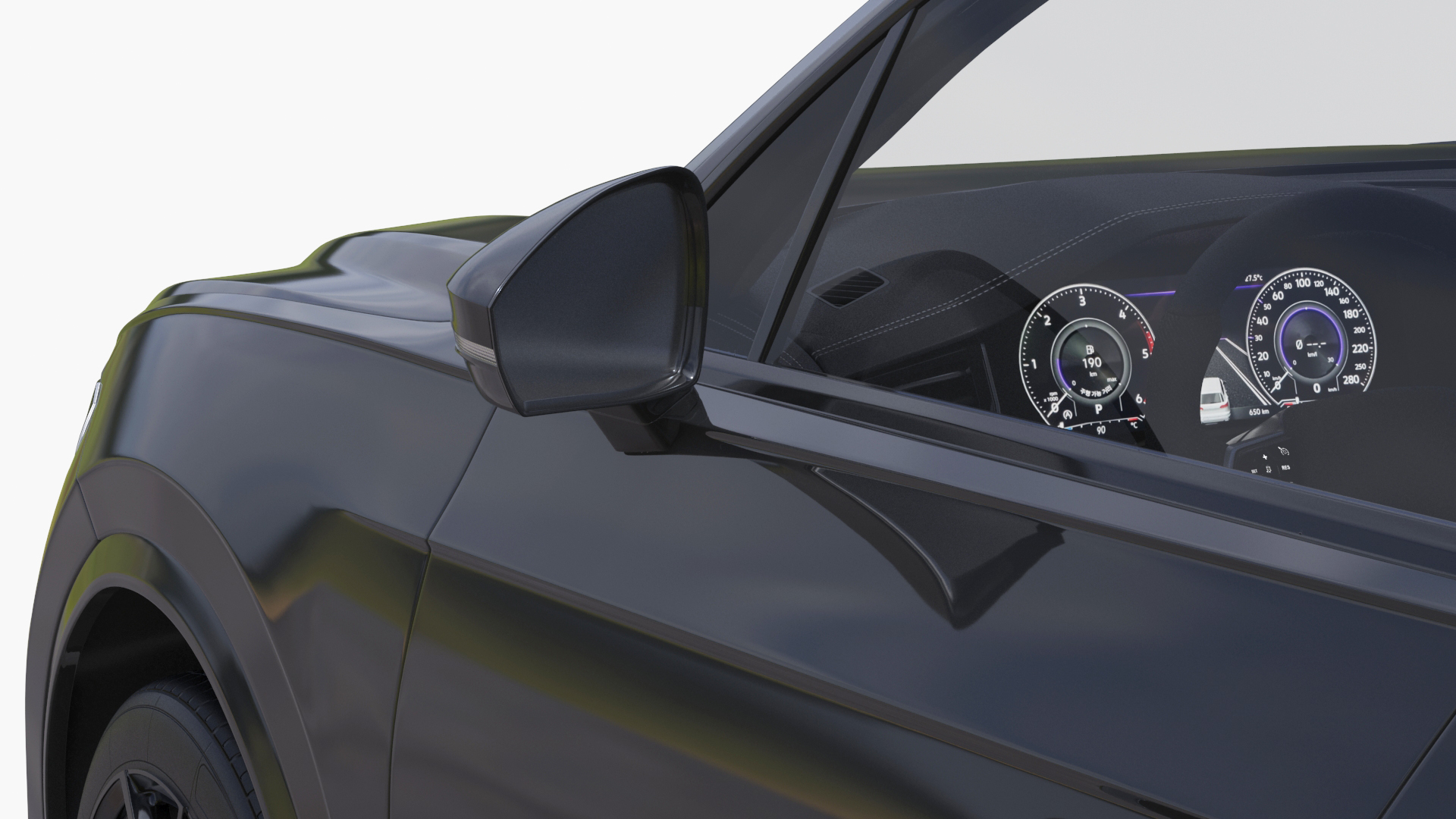 3D model Hybrid Electric SUV Black Lights On