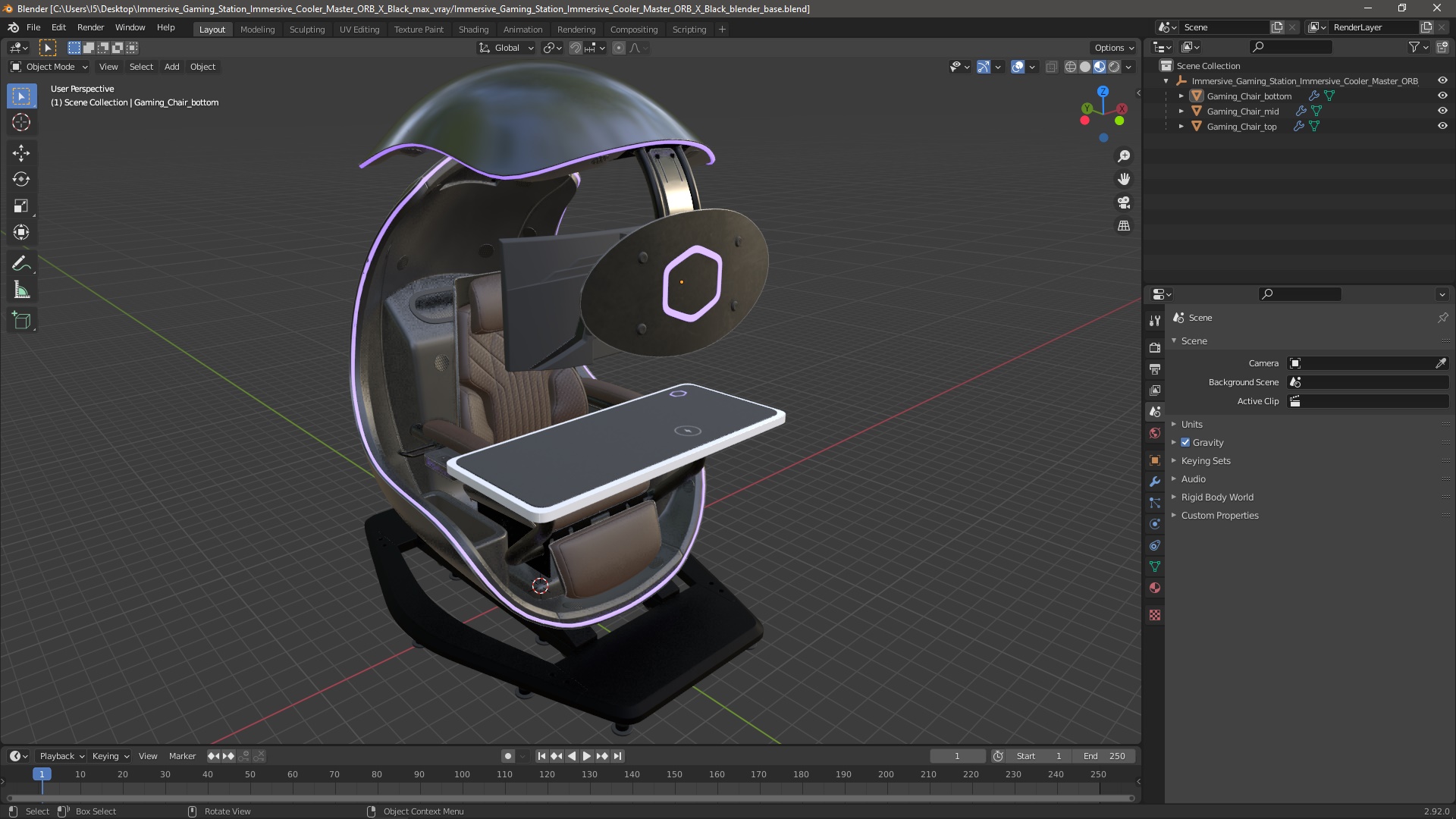 3D model Immersive Gaming Station Immersive Cooler Master ORB X Black