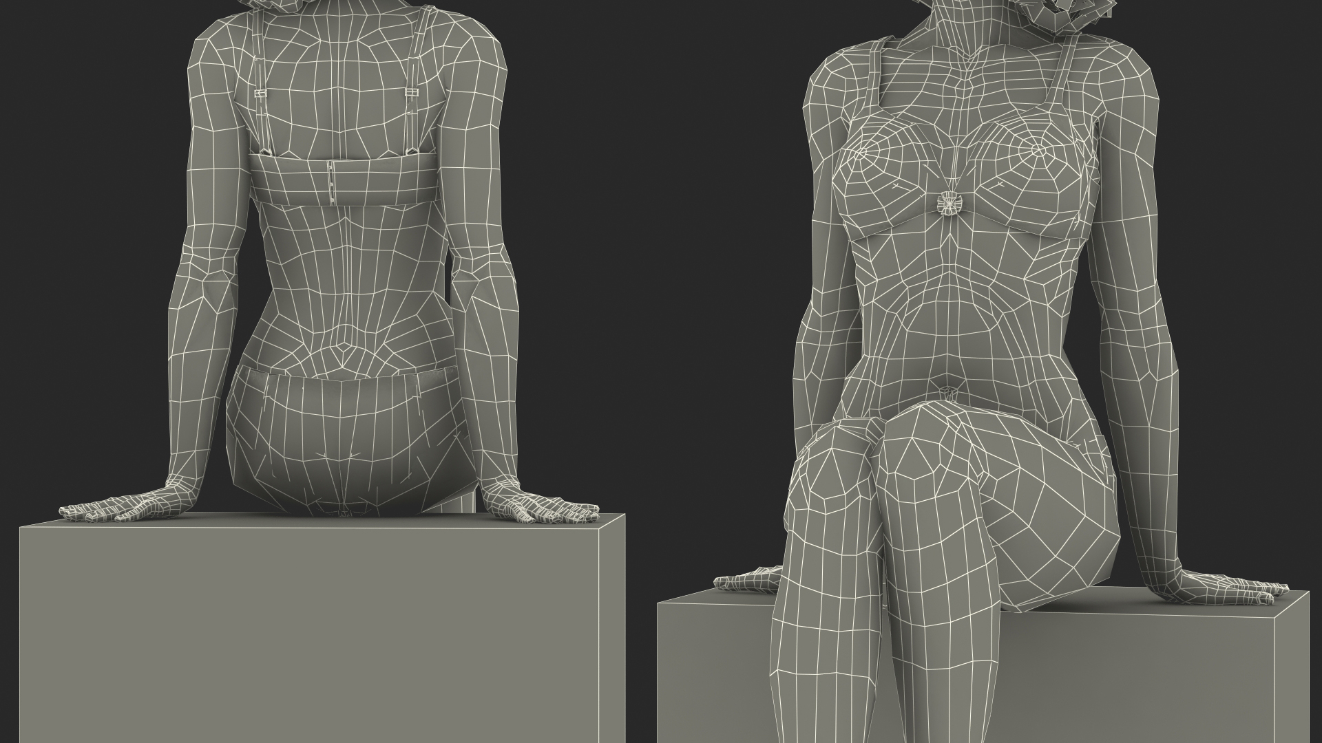 3D Asian Woman wearing Lingerie Sitting Pose