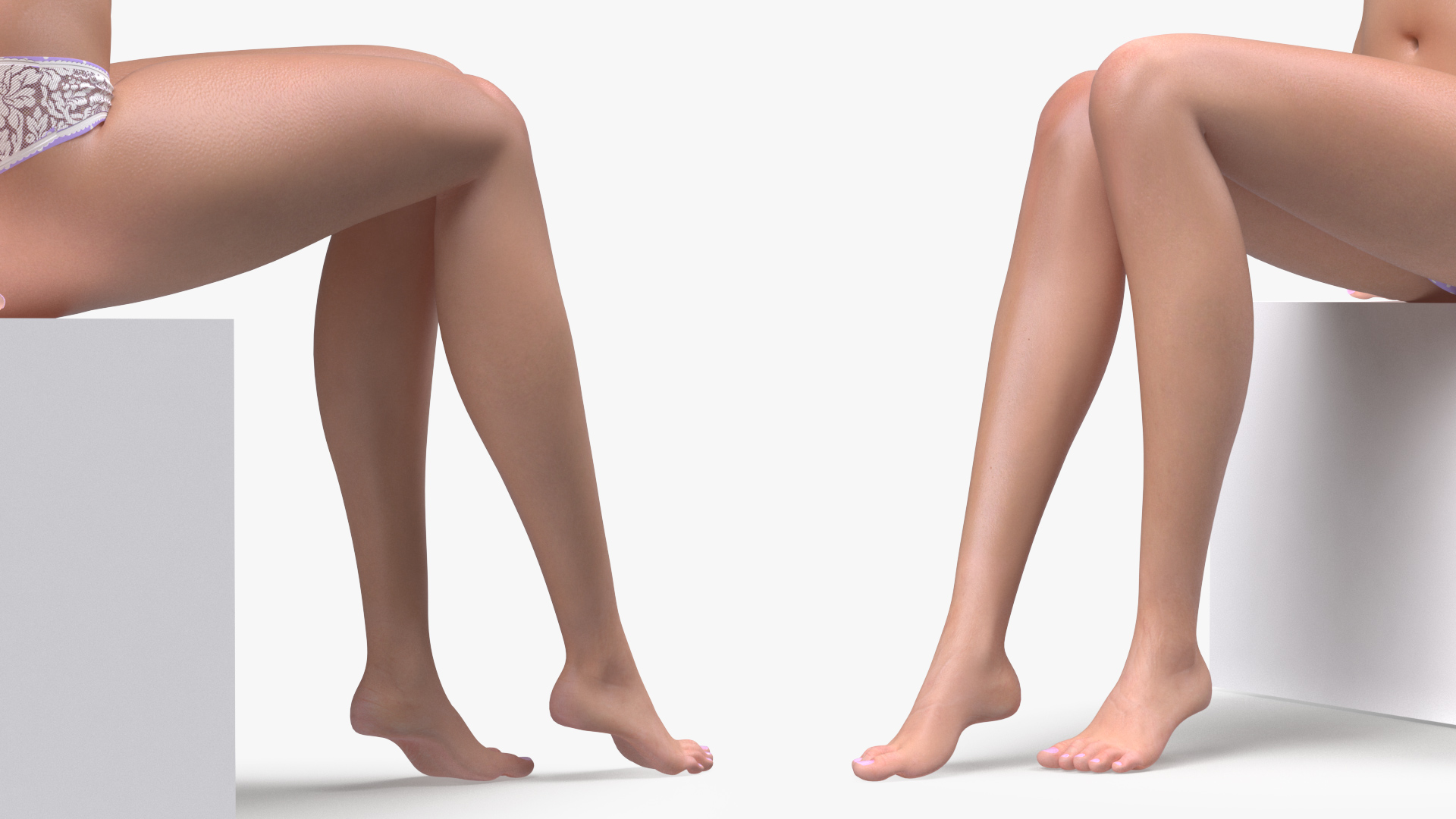 3D Asian Woman wearing Lingerie Sitting Pose