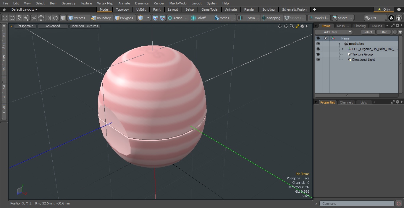 3D model EOS Organic Lip Balm Pink Stripes Closed