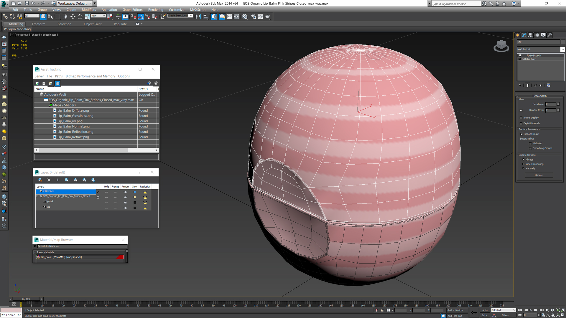 3D model EOS Organic Lip Balm Pink Stripes Closed