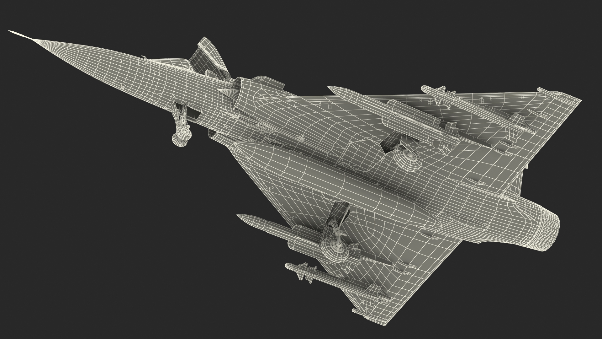 3D model French Air Force Mirage 2000C with Armament Rigged