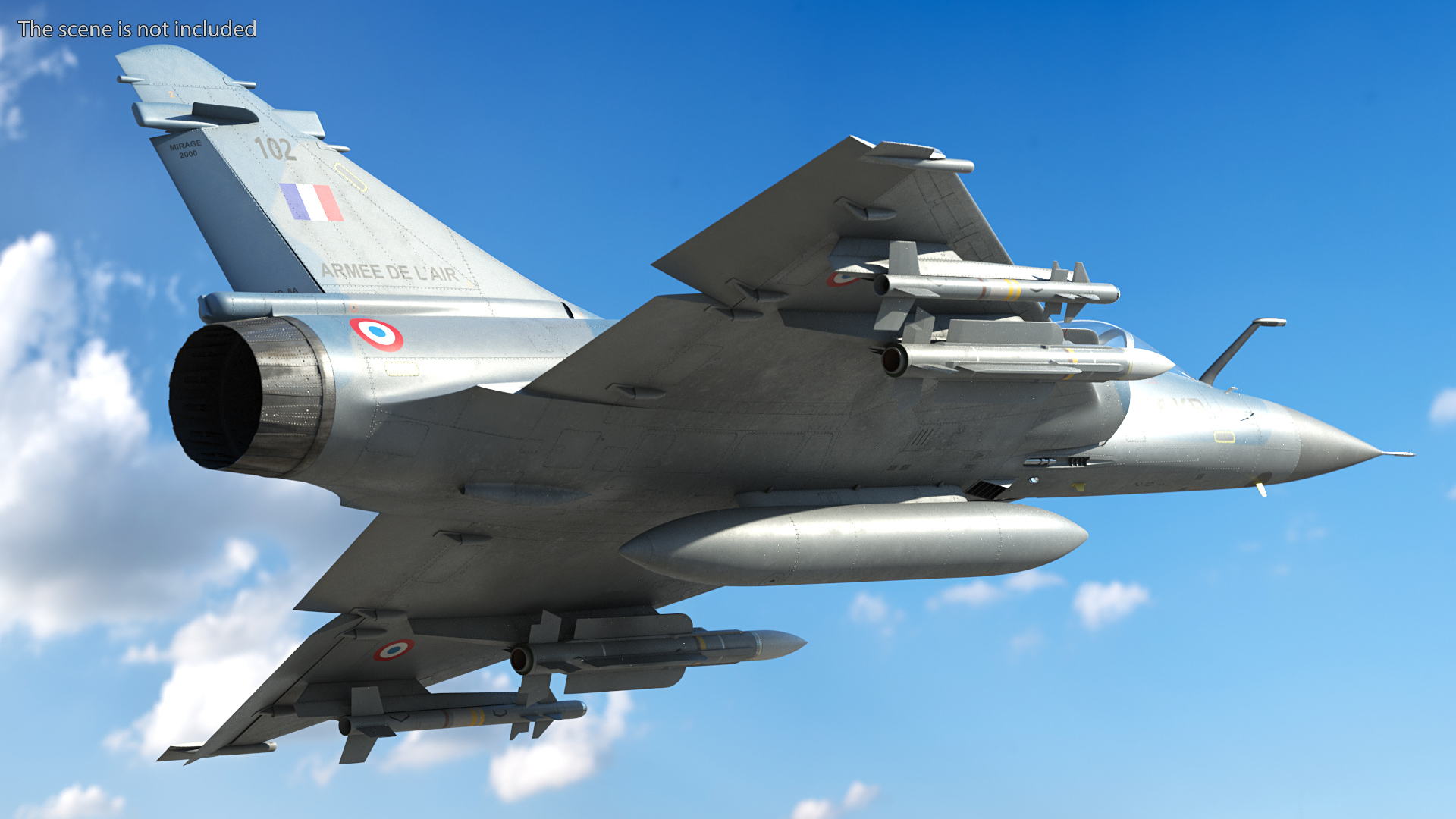 3D model French Air Force Mirage 2000C with Armament Rigged